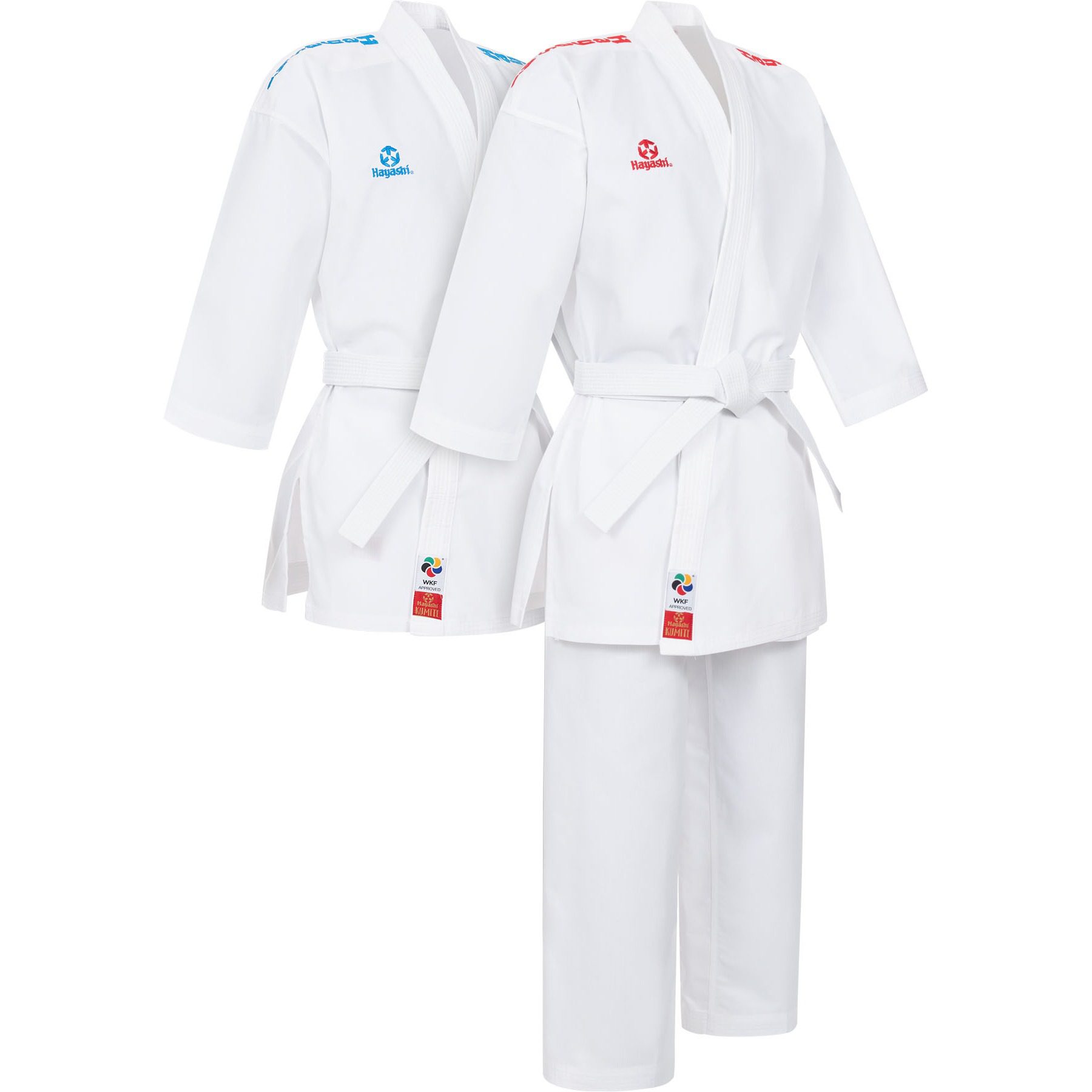 Hayashi Karateanzug - Kumite Set - Weiß / Rot / Weiß / Blau