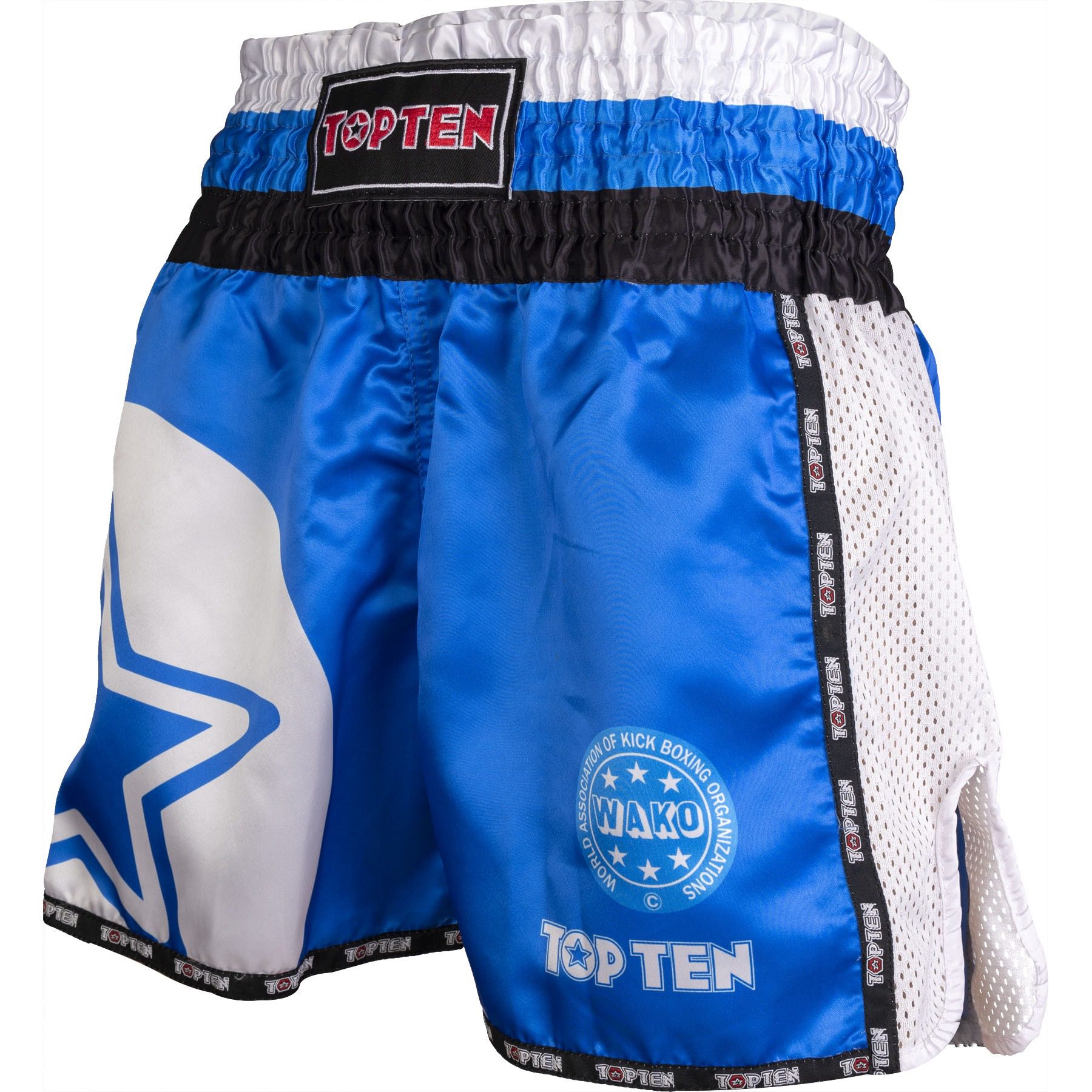 TOP TEN Kickbox-Shorts - WAKO Star - Blau TOP TEN Kickbox-Shorts - WAKO Star - Blau