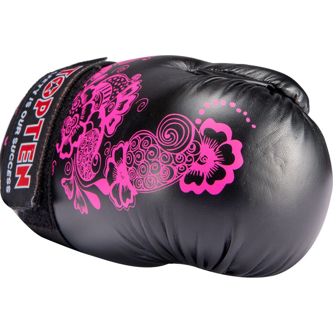 TOP TEN Point Fighting Handschuhe - Flowers - Schwarz / Rosa TOP TEN Point Fighting Handschuhe - Flowers - Schwarz / Rosa