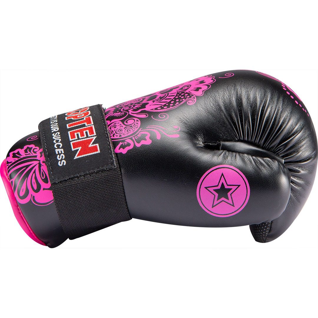 TOP TEN Point Fighting Handschuhe - Flowers - Schwarz / Rosa TOP TEN Point Fighting Handschuhe - Flowers - Schwarz / Rosa