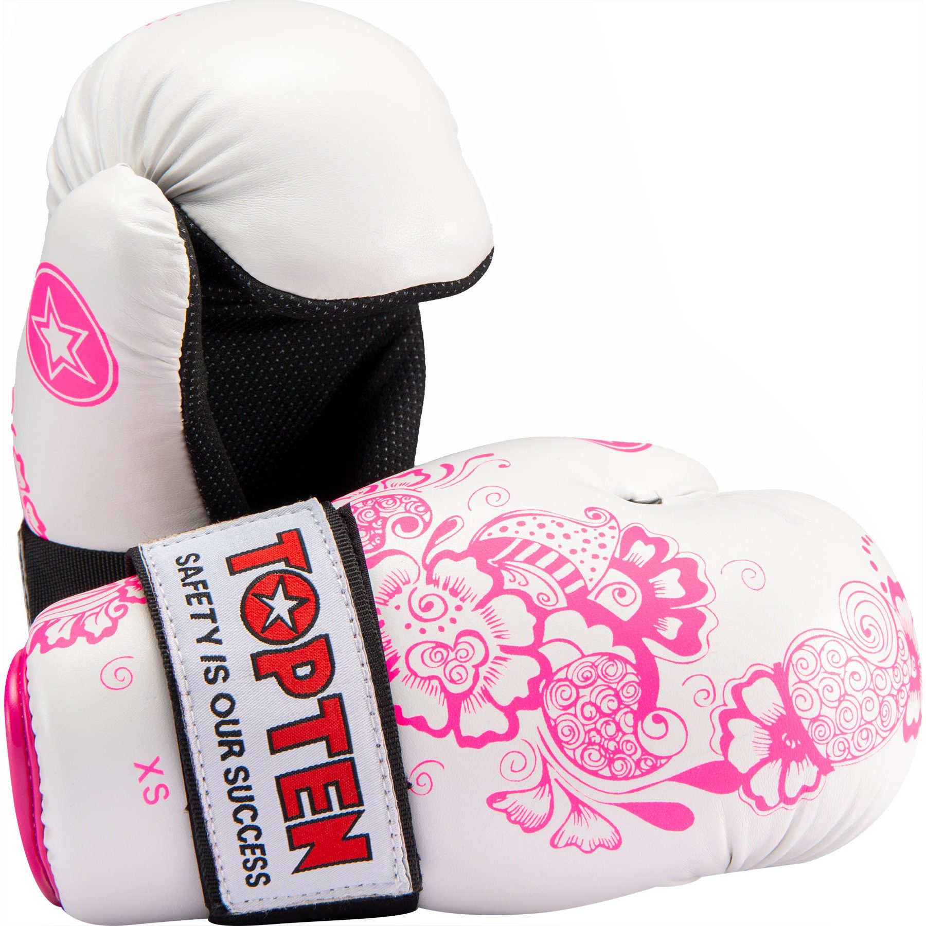 TOP TEN Point Fighting Handschuhe - Flowers - Weiß / Rosa TOP TEN Point Fighting Handschuhe - Flowers - Weiß / Rosa