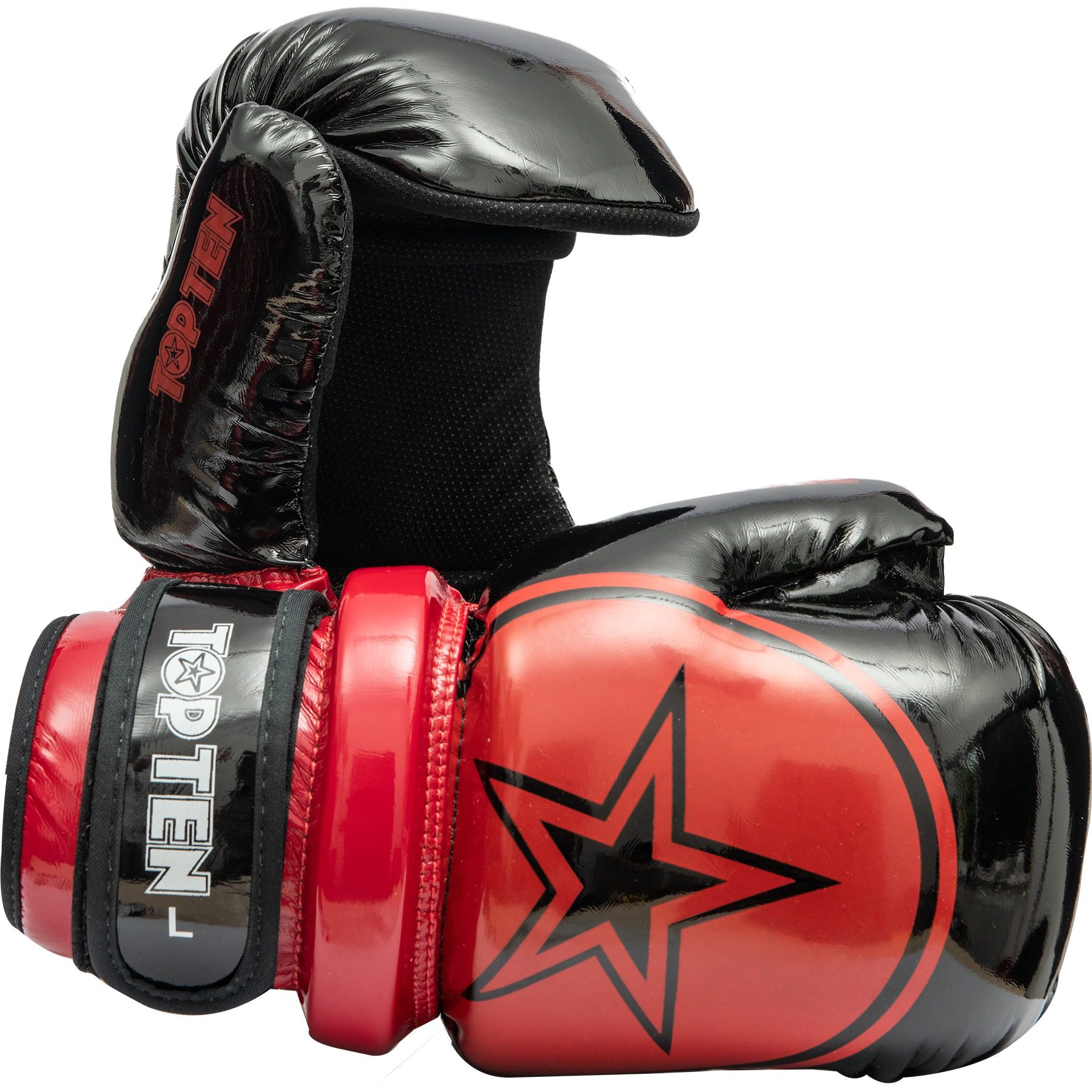 TOP TEN Pointfighting-Handschuhe - Glossy Block Star - Schwarz / Rot