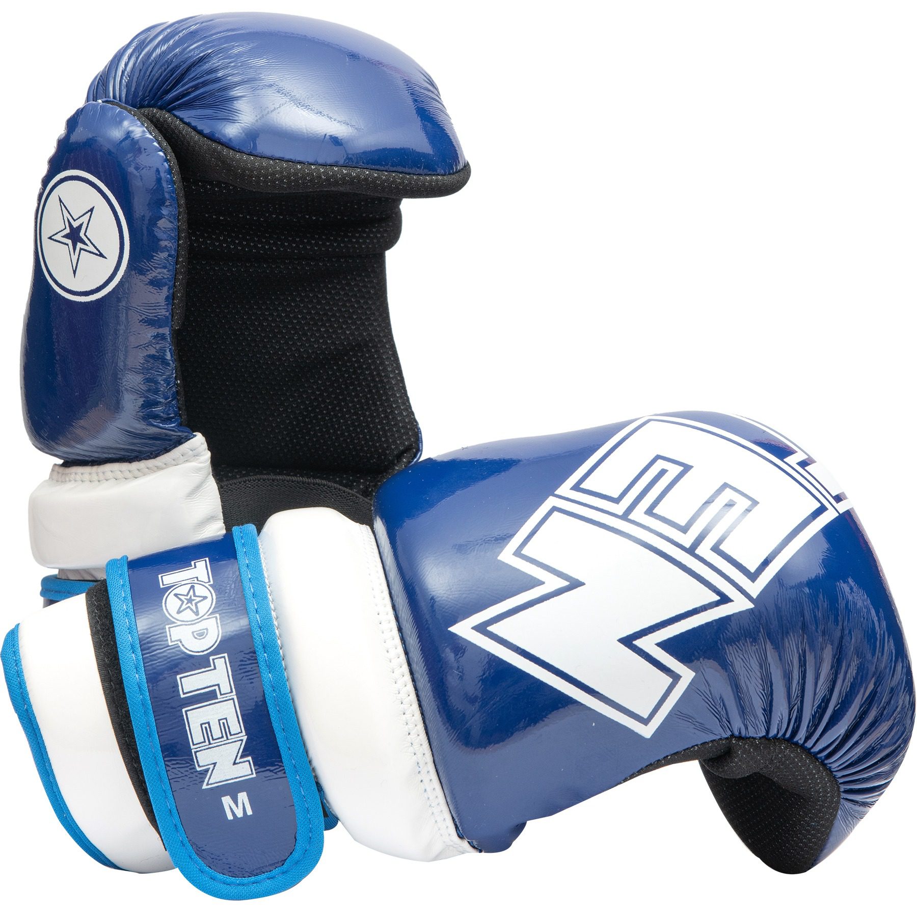 TOP TEN Point Fighting-Handschuhe - Glossy Block - Blau / Weiß TOP TEN Point Fighting-Handschuhe - Glossy Block - Blau / Weiß