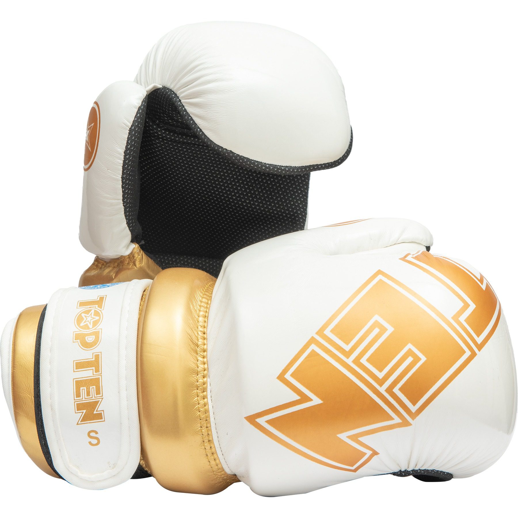 TOP TEN Point Fighting Handschuhe - Glossy Block - Weiß / Gold