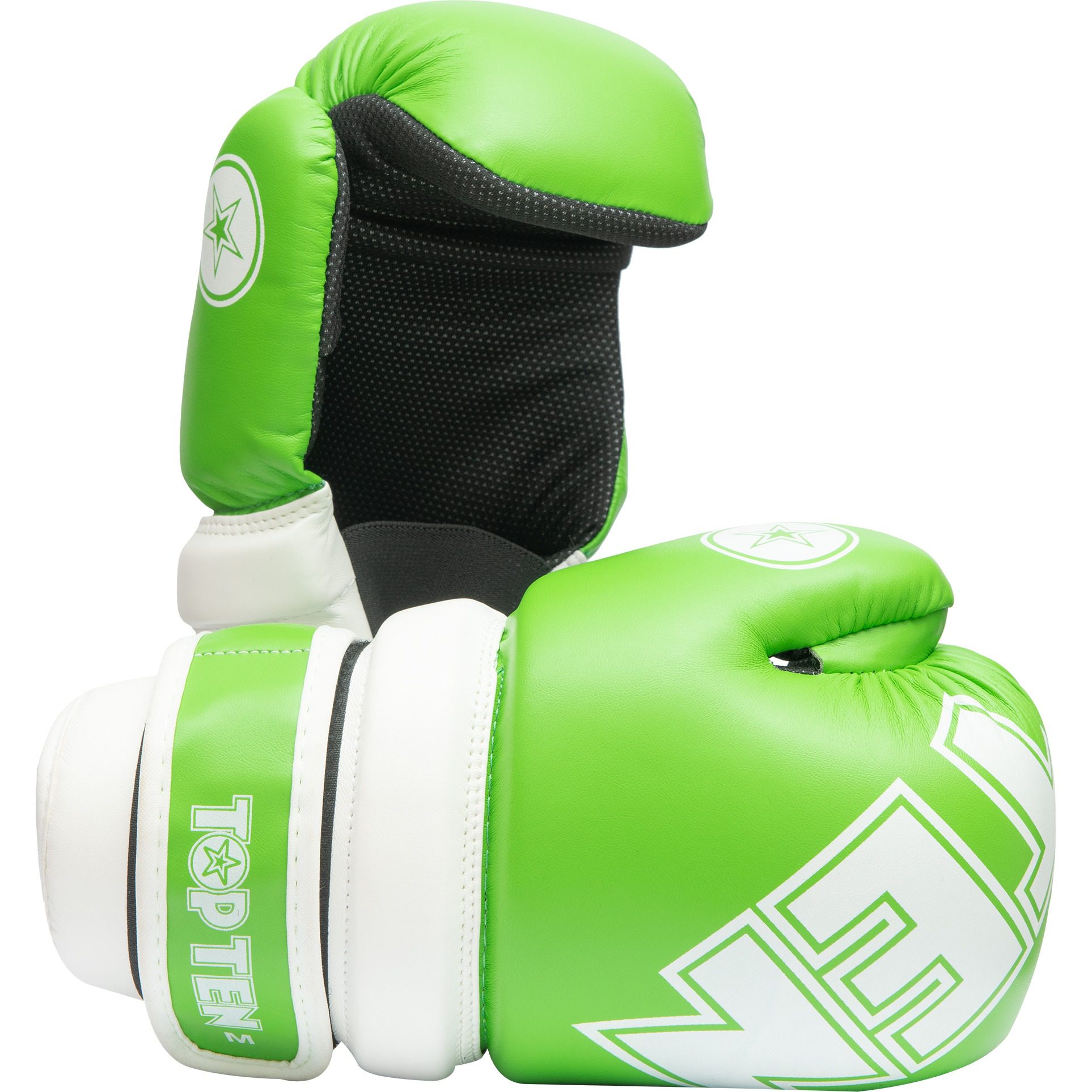 TOP TEN Point Fighting Handschuhe - Glossy Block - Grün / Weiß