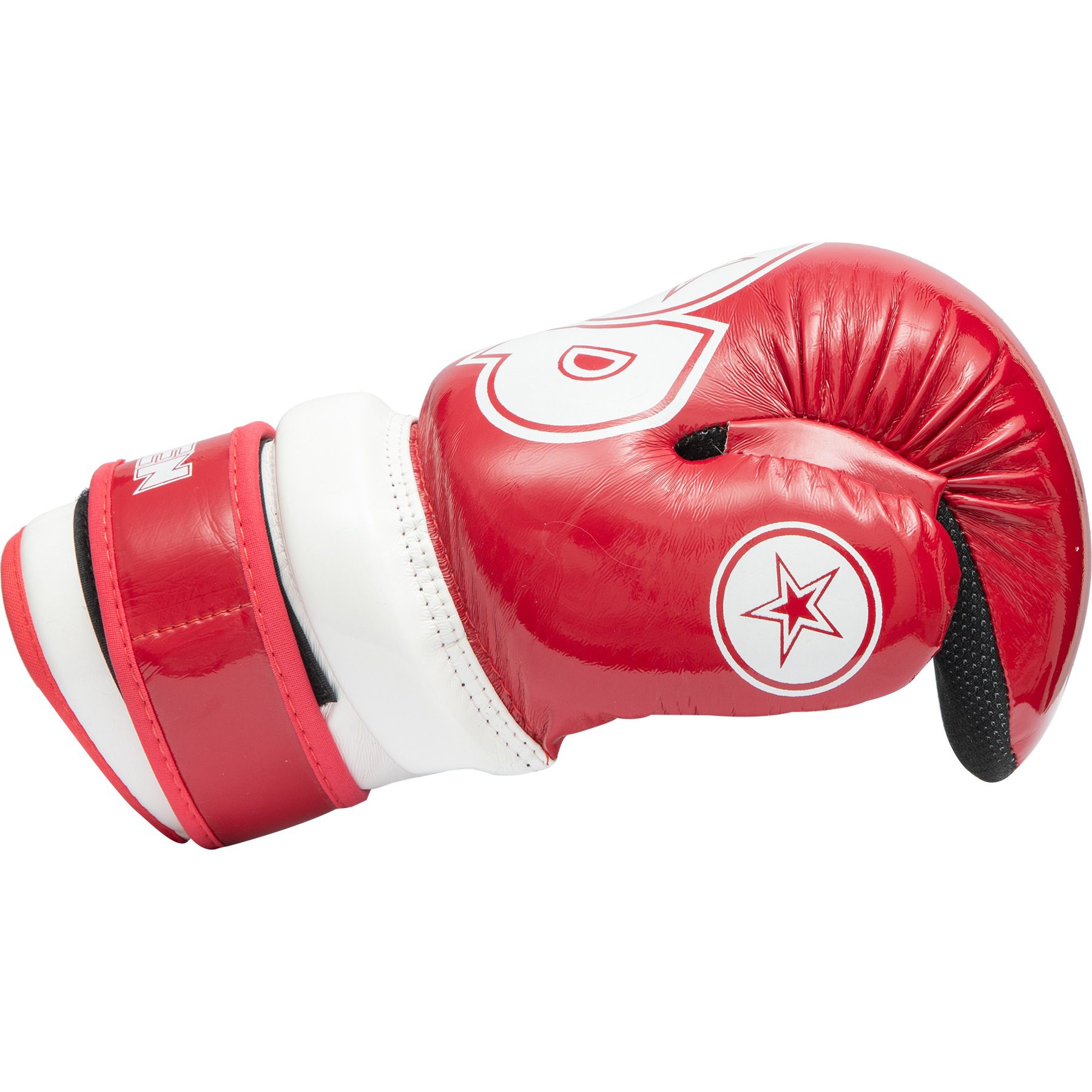 TOP TEN Point Fighting Handschuhe - Glossy Block - Rot / Weiß TOP TEN Point Fighting Handschuhe - Glossy Block - Rot / Weiß