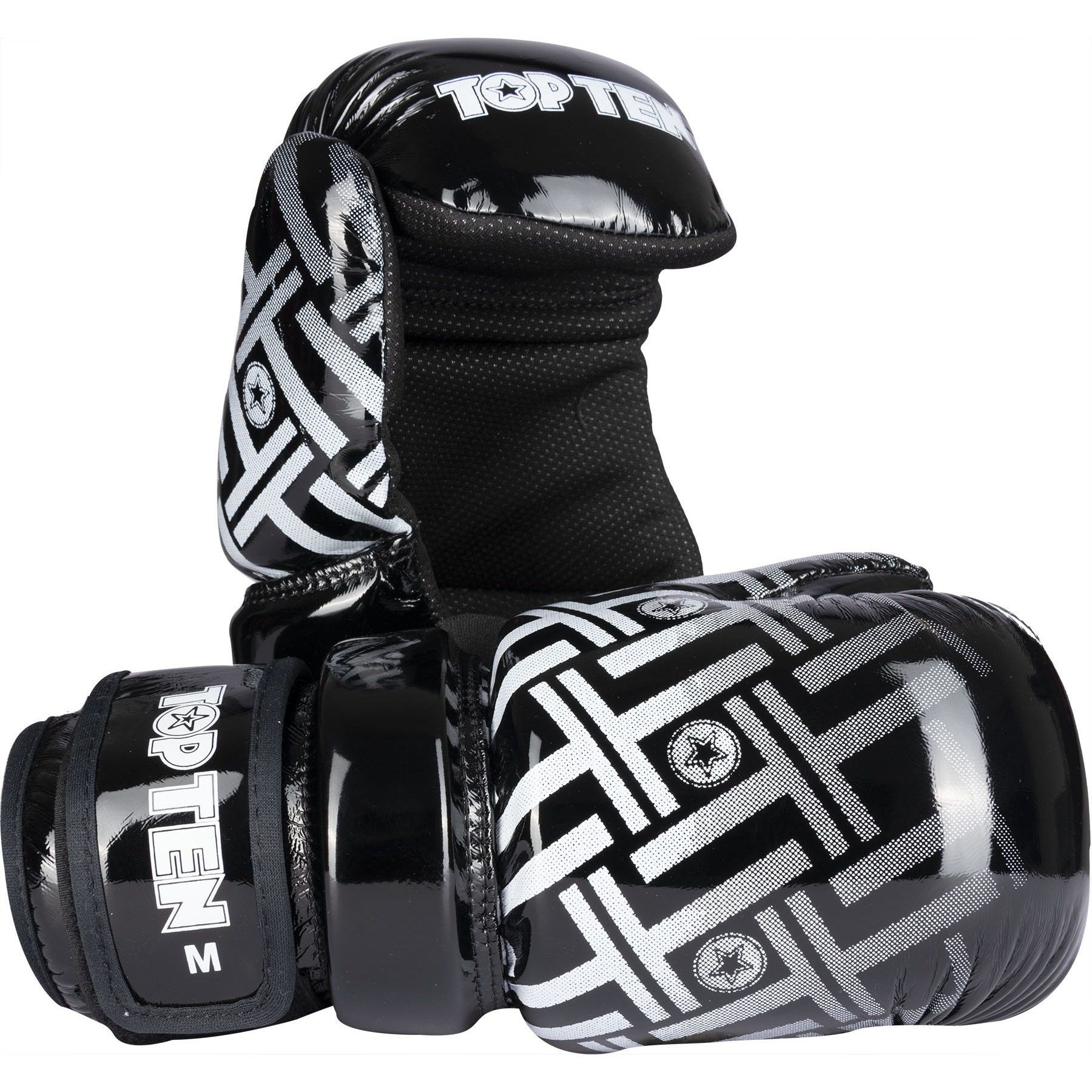TOP TEN Point Fighting-Handschuhe - Glossy Block PRISM - Schwarz
