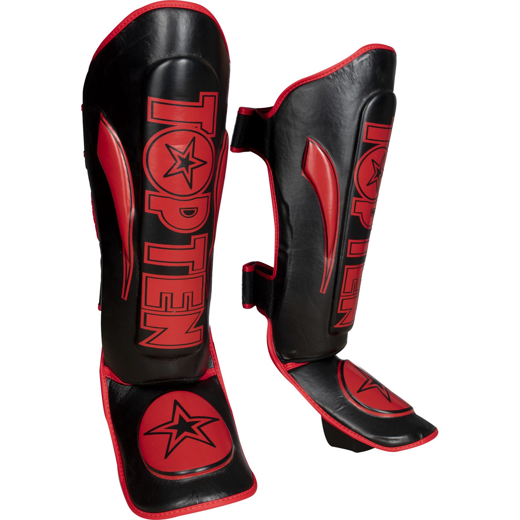 TOP TEN Schienbein- und Spannschutz - Star Light - Schwarz / Rot