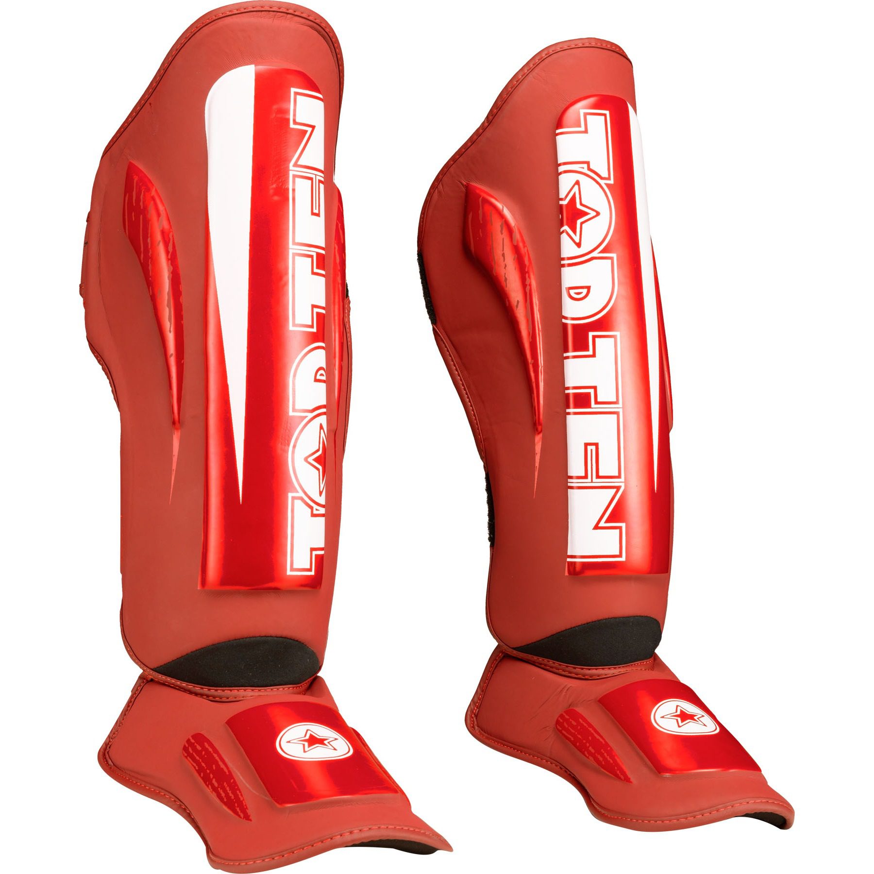 TOP TEN Schienbein- und Spannschutz - WAKO Marks WAKO Approved - Rot