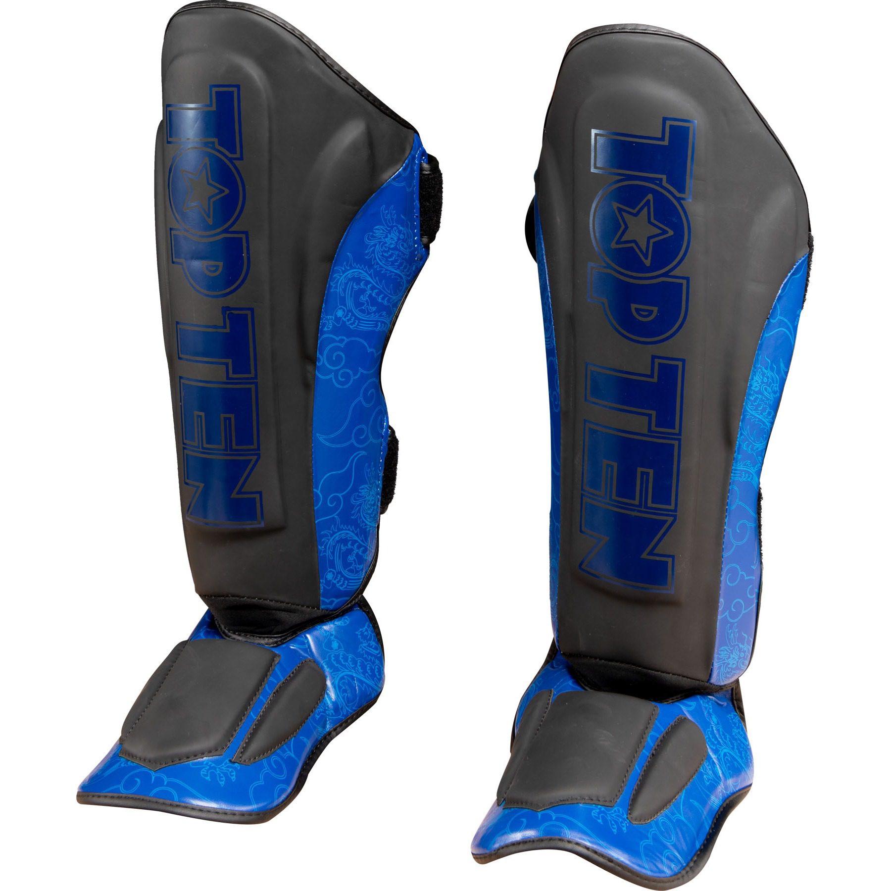 TOP TEN Schienbein- und Spannschutz - Dragon - Schwarz / Blau TOP TEN Schienbein- und Spannschutz - Dragon - Schwarz / Blau