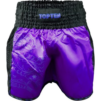 TOP TEN Kickbox-Shorts - Dragon - Schwarz / Lila