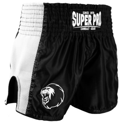 Super Pro Combat Gear Kickbox-Shorts - Thai- und Kickboxshort Brave - Schwarz / Weiß Super Pro Combat Gear Kickbox-Shorts - Thai- und Kickboxshort Brave - Schwarz / Weiß