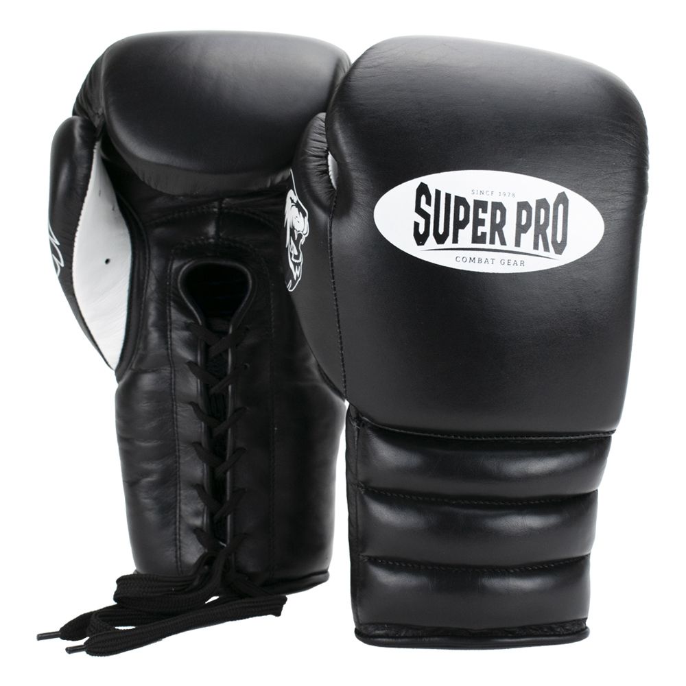 Super Pro Combat Gear Boxhandschuhe - Knock Out - Schwarz / Weiß