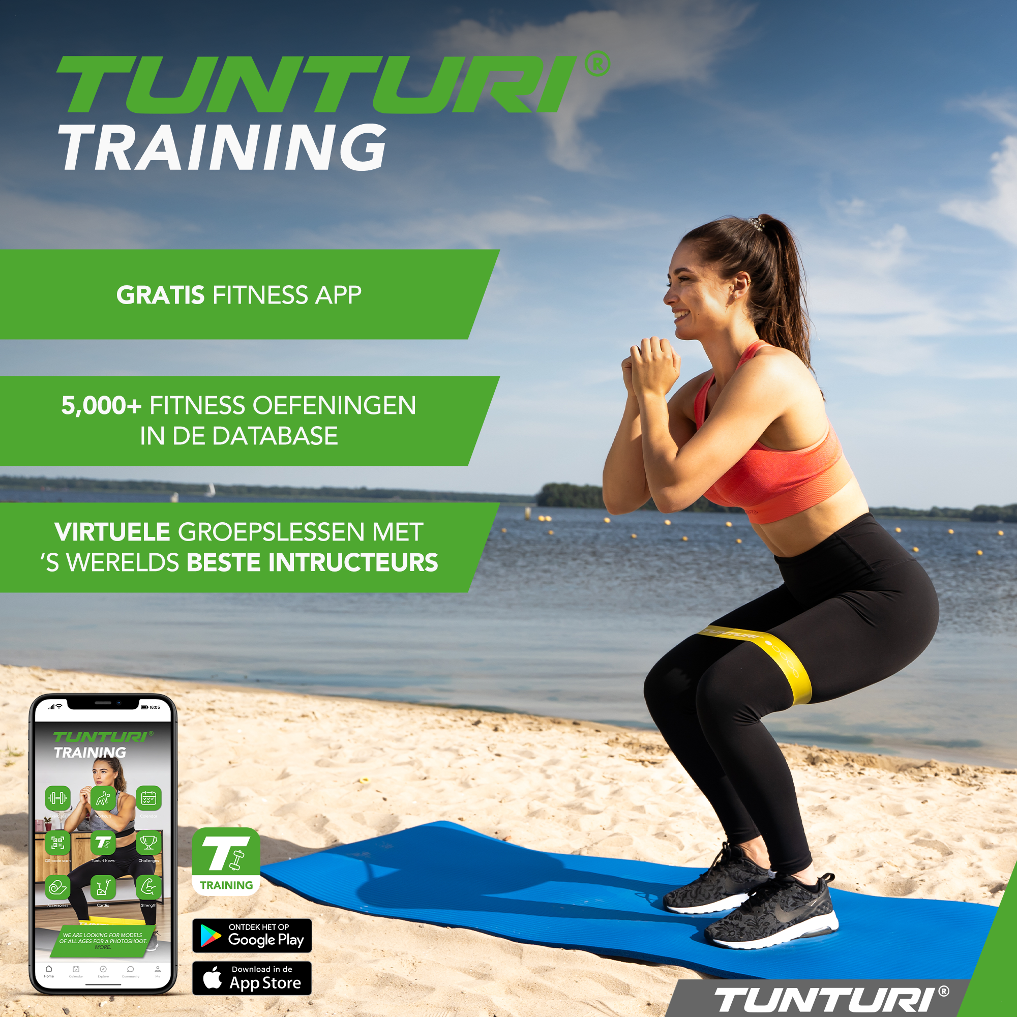 Tunturi Widerstandsband - Power Band Medium 10-35 kg - Grün Tunturi Widerstandsband - Power Band Medium 10-35 kg - Grün
