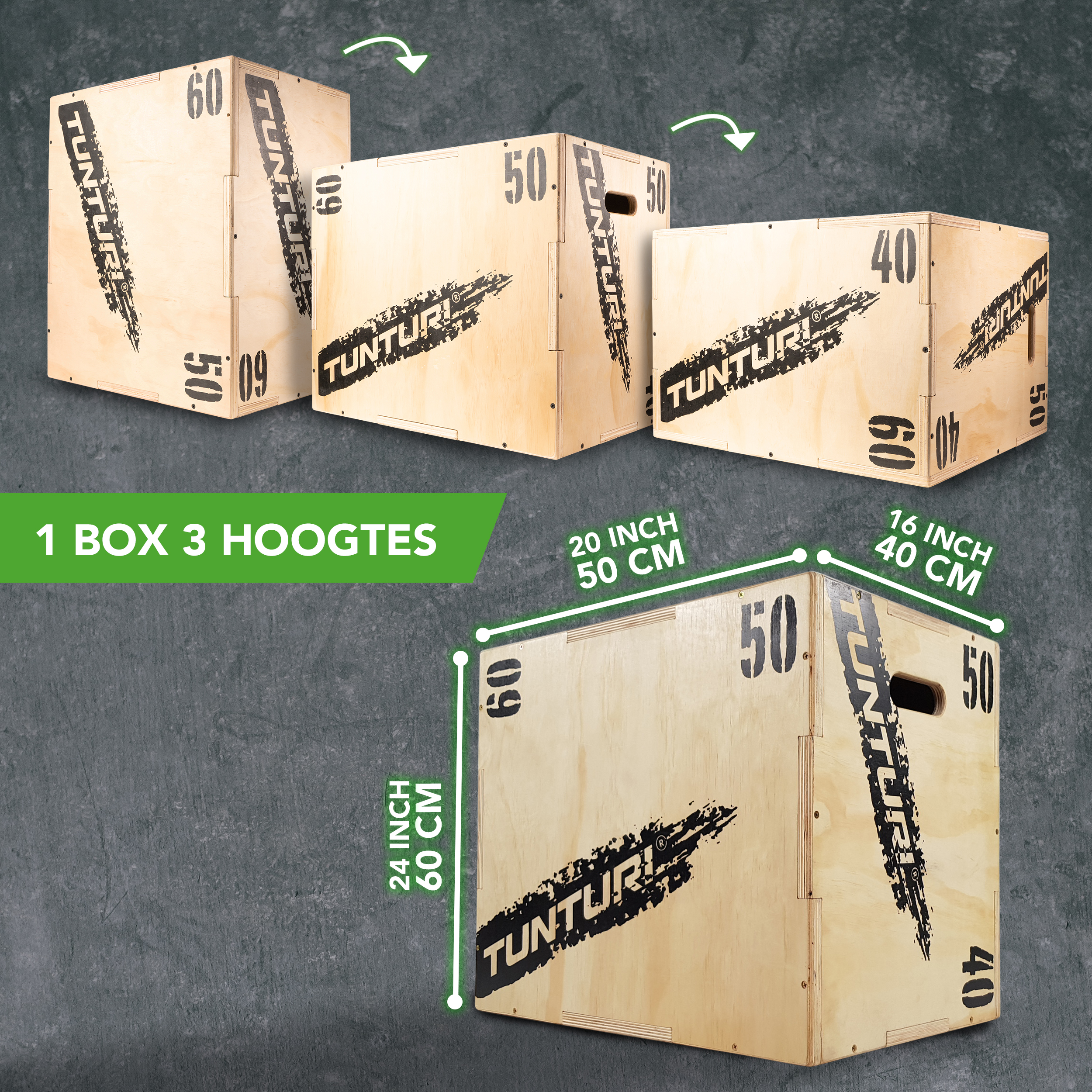 Tunturi Plyobox - Holz 40/50/60cm - Schwarz Tunturi Plyobox - Holz 40/50/60cm - Schwarz