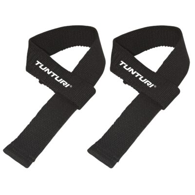 Tunturi Fitnessgürtel - Powerlifting Straps - 2 Stück - Schwarz