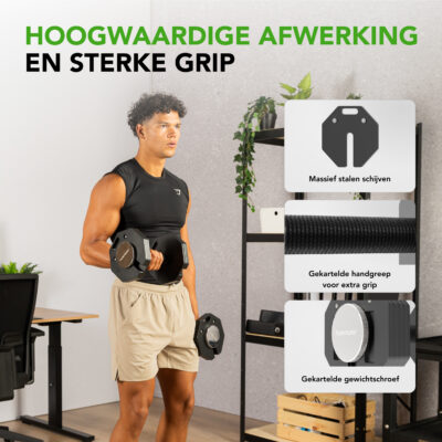 Tunturi Kurzhantel - Rapid Verstellbares Kurzhantel-Set 20kg - Schwarz
