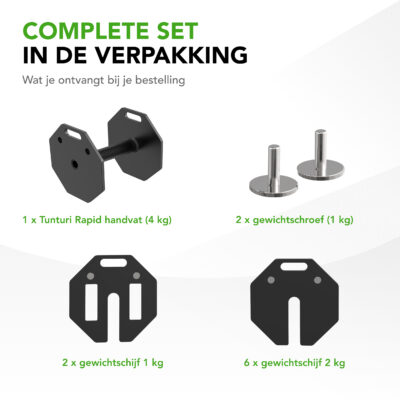 Tunturi Kurzhantel - Rapid Verstellbares Kurzhantel-Set 20kg - Schwarz