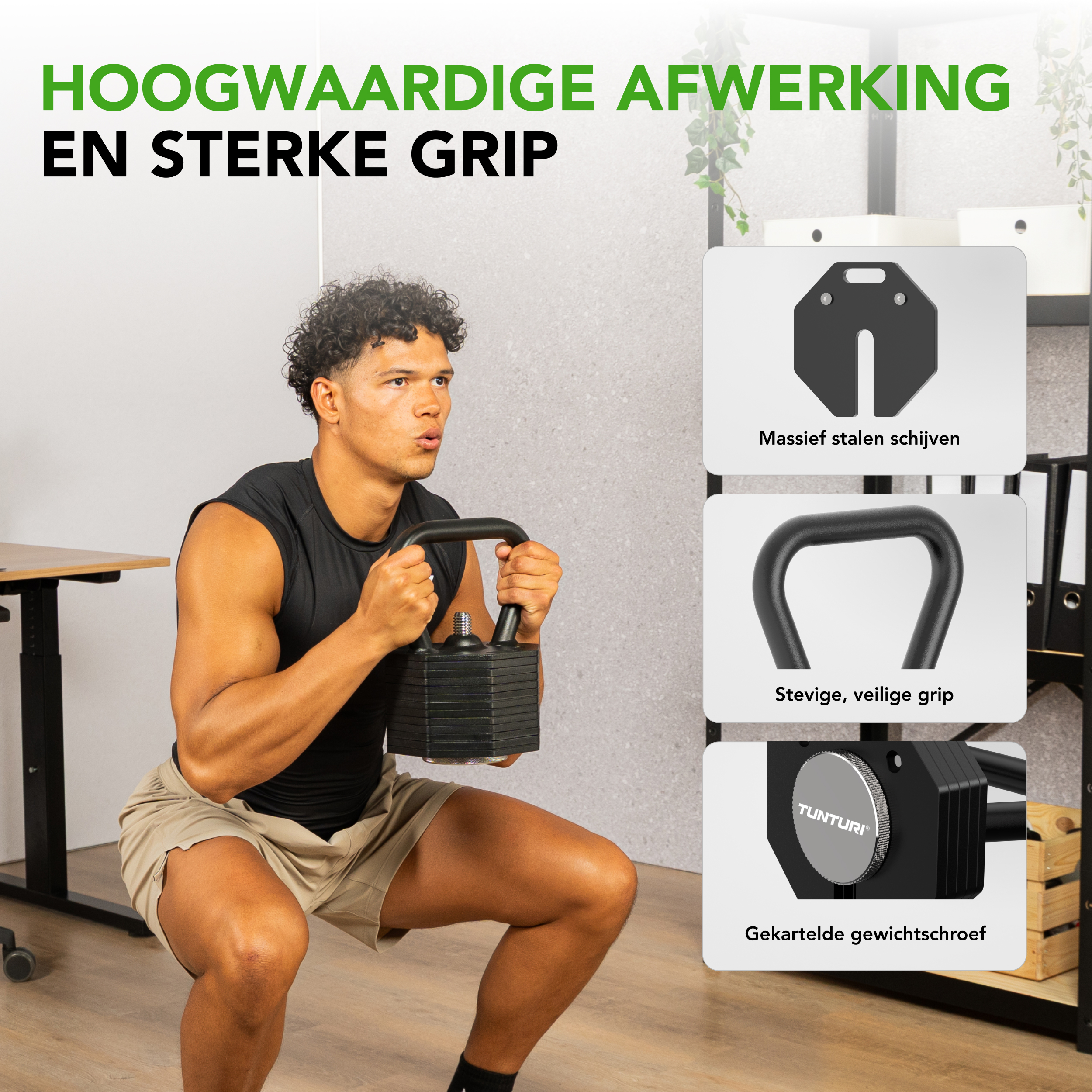 Tunturi Kettlebell - Rapid Verstellbarer Kettlebell-Griff 3,5kg - Schwarz