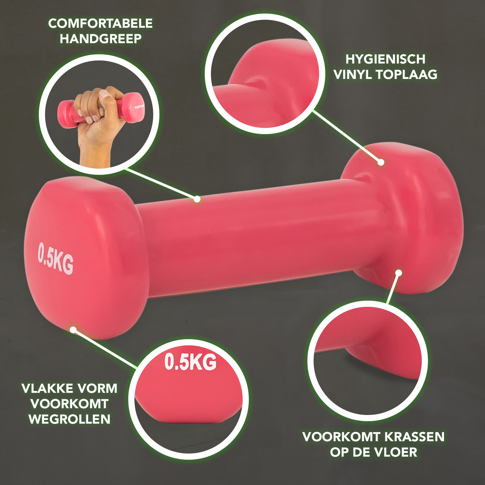 Tunturi Kurzhantel-Set - 2 x 0,5 kg - Rosa Tunturi Kurzhantel-Set - 2 x 0,5 kg - Rosa
