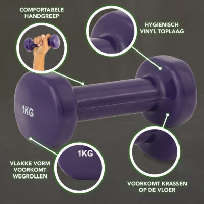 Tunturi Kurzhantel - Vinyl-Kurzhanteln 1,0kg - Lila
