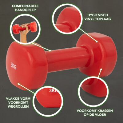 Tunturi Kurzhantel-Set - 2 x 3,0 kg - Rot