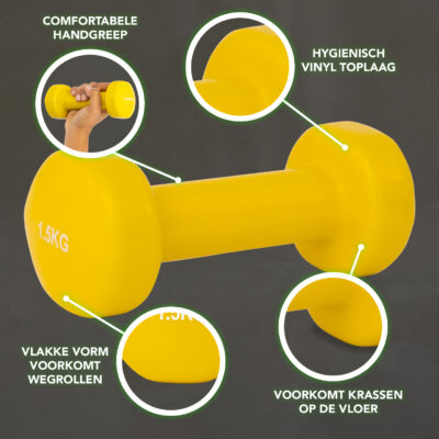 Tunturi Kurzhantel - Kurzhantelset 2 x 1,5 kg - Gelb