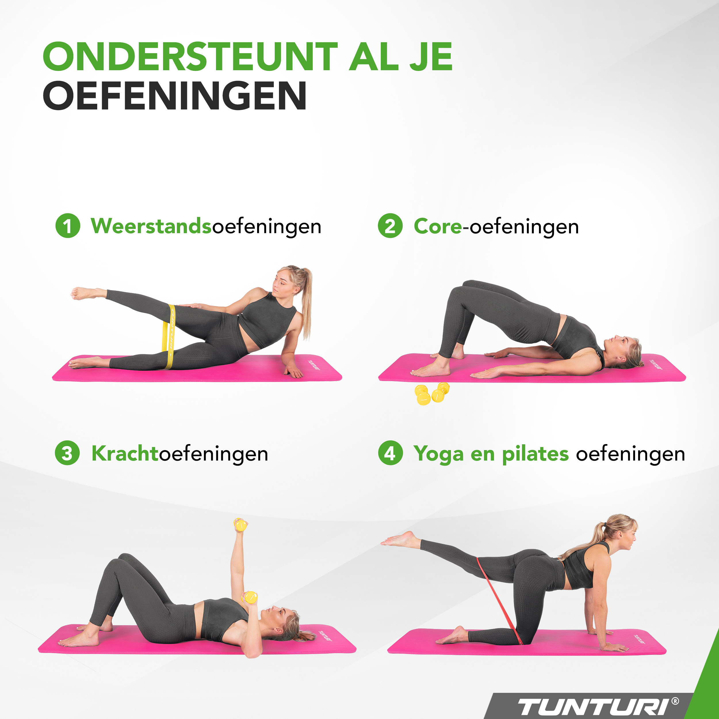 Tunturi Fitnessmatte - NBR 180x60x1.5 cm - Rosa Tunturi Fitnessmatte - NBR 180x60x1.5 cm - Rosa