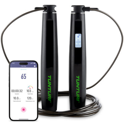 Tunturi Springseil - Smart Springseil mit Display und App - Schwarz Tunturi Springseil - Smart Springseil mit Display und App - Schwarz