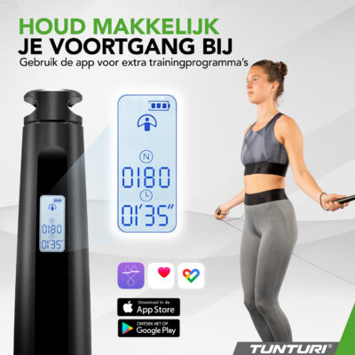 Tunturi Springseil - Smart Springseil mit Display und App - Schwarz Tunturi Springseil - Smart Springseil mit Display und App - Schwarz