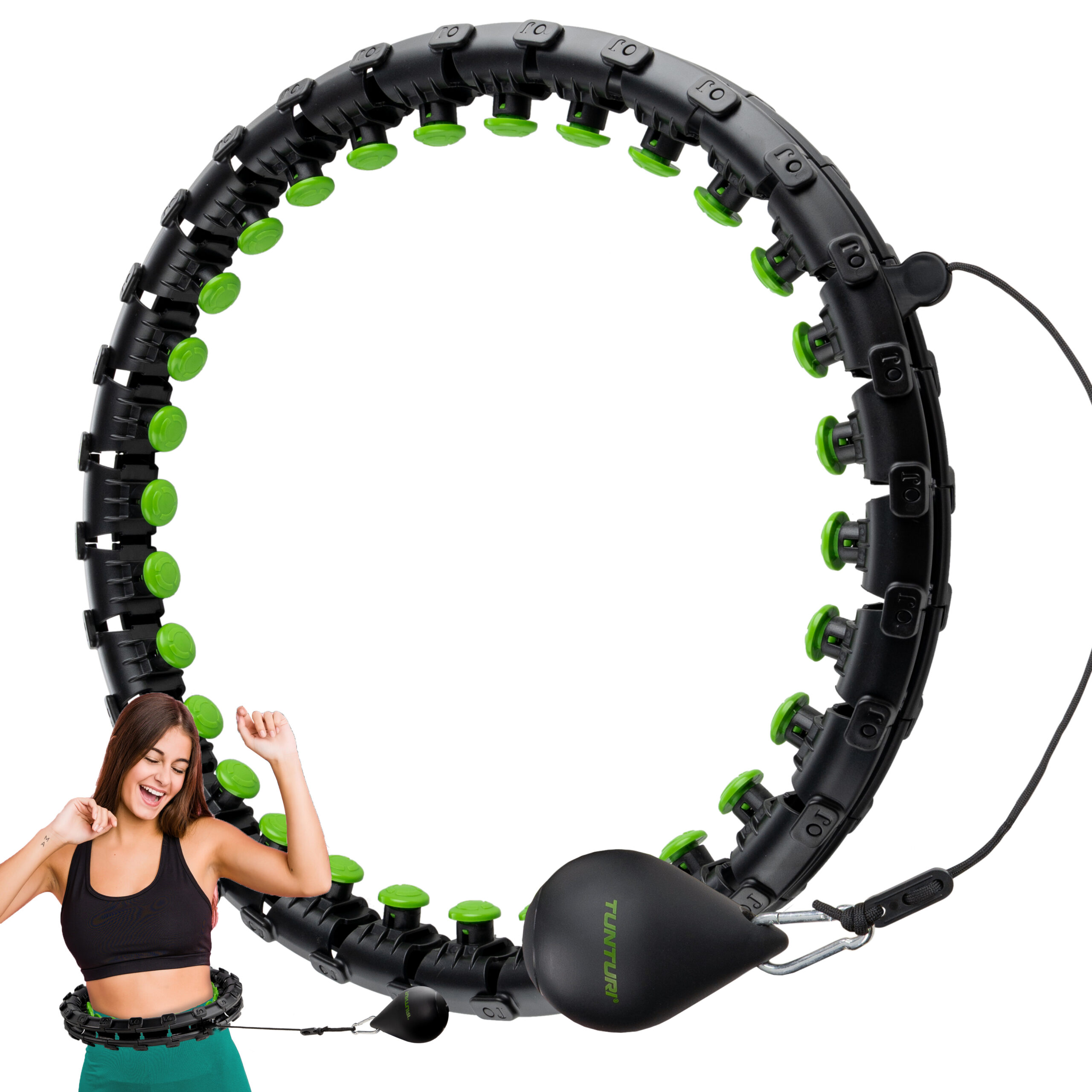 Tunturi Hula-Hoop - Gewichteter Hula-Hoop Large 2 kg - Schwarz