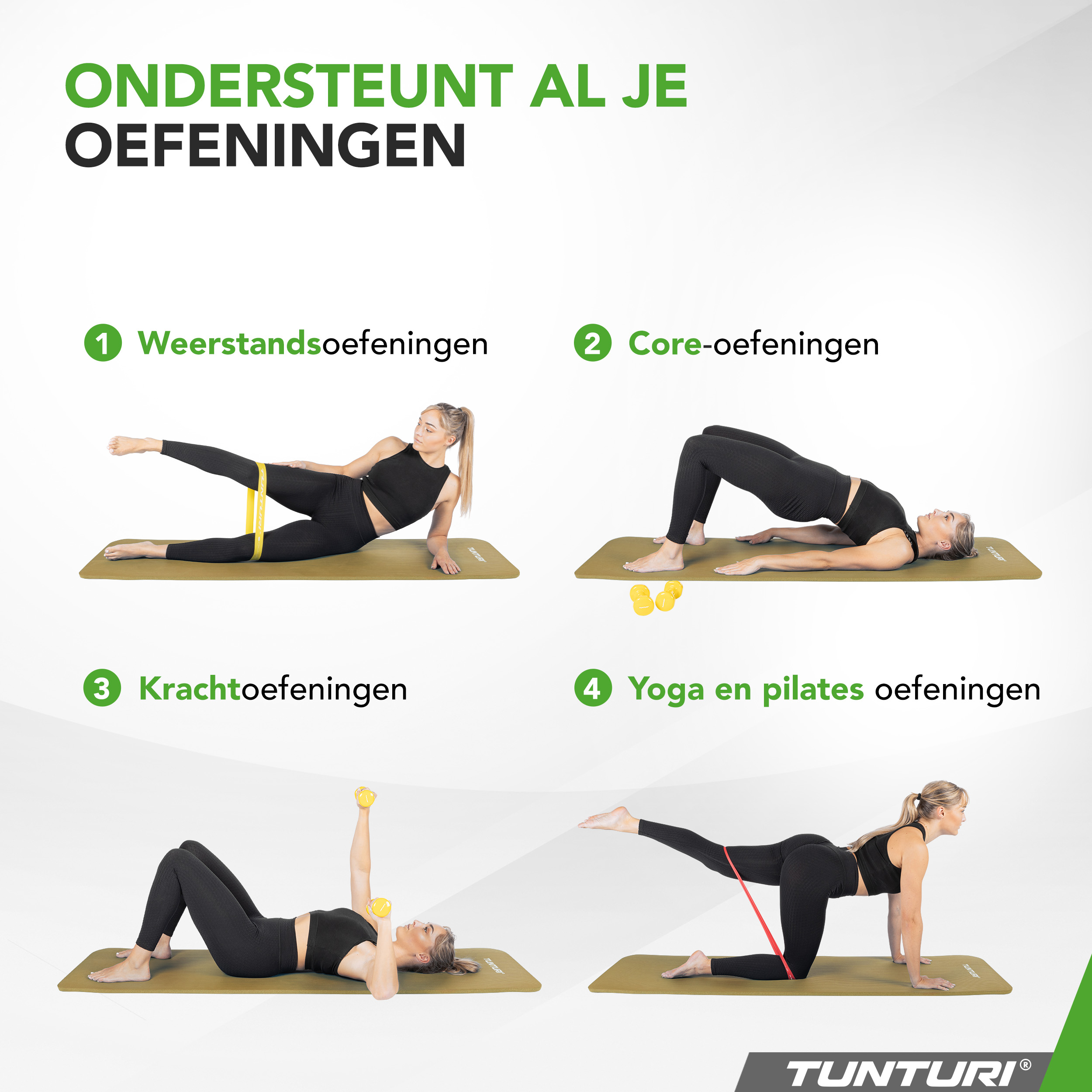 Tunturi Fitnessmatte - NBR 180x60x1.5cm - Armeegrün Tunturi Fitnessmatte - NBR 180x60x1.5cm - Armeegrün