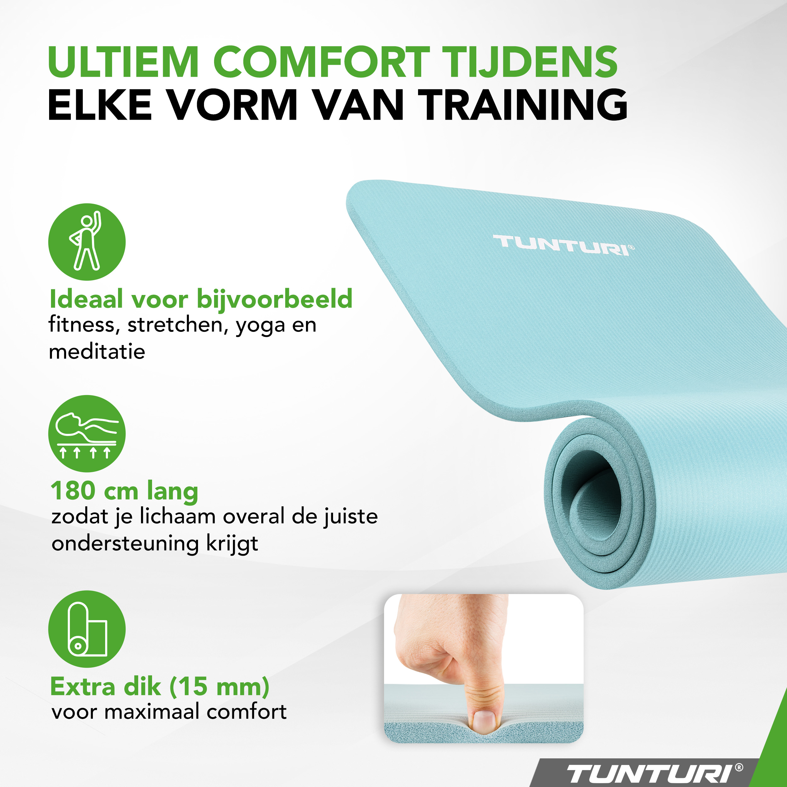 Tunturi Fitnessmatte - NBR 180x60x1.5 cm - Blau Tunturi Fitnessmatte - NBR 180x60x1.5 cm - Blau