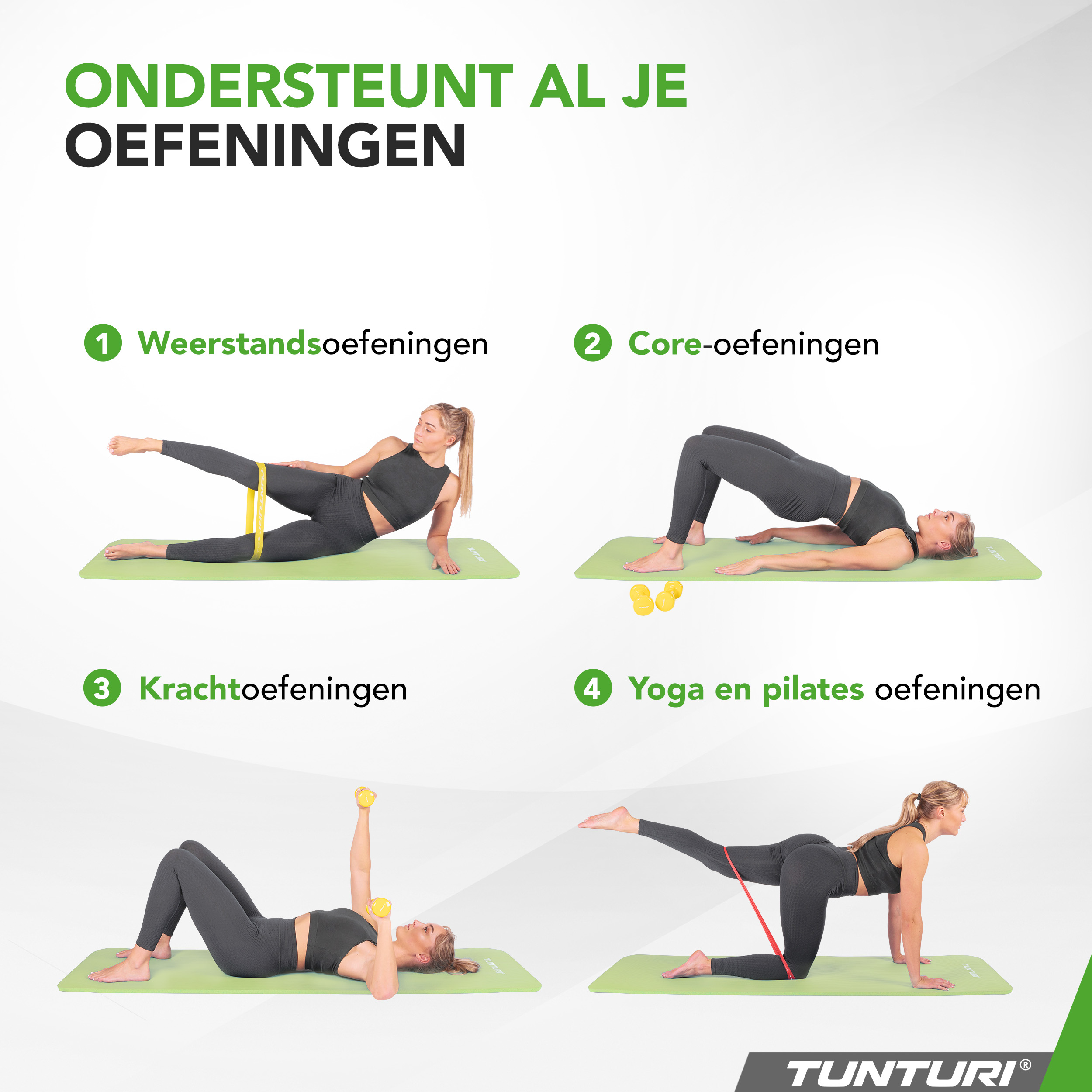 Tunturi Fitnessmatte - NBR 180x60x1.5 cm - Munt Tunturi Fitnessmatte - NBR 180x60x1.5 cm - Munt