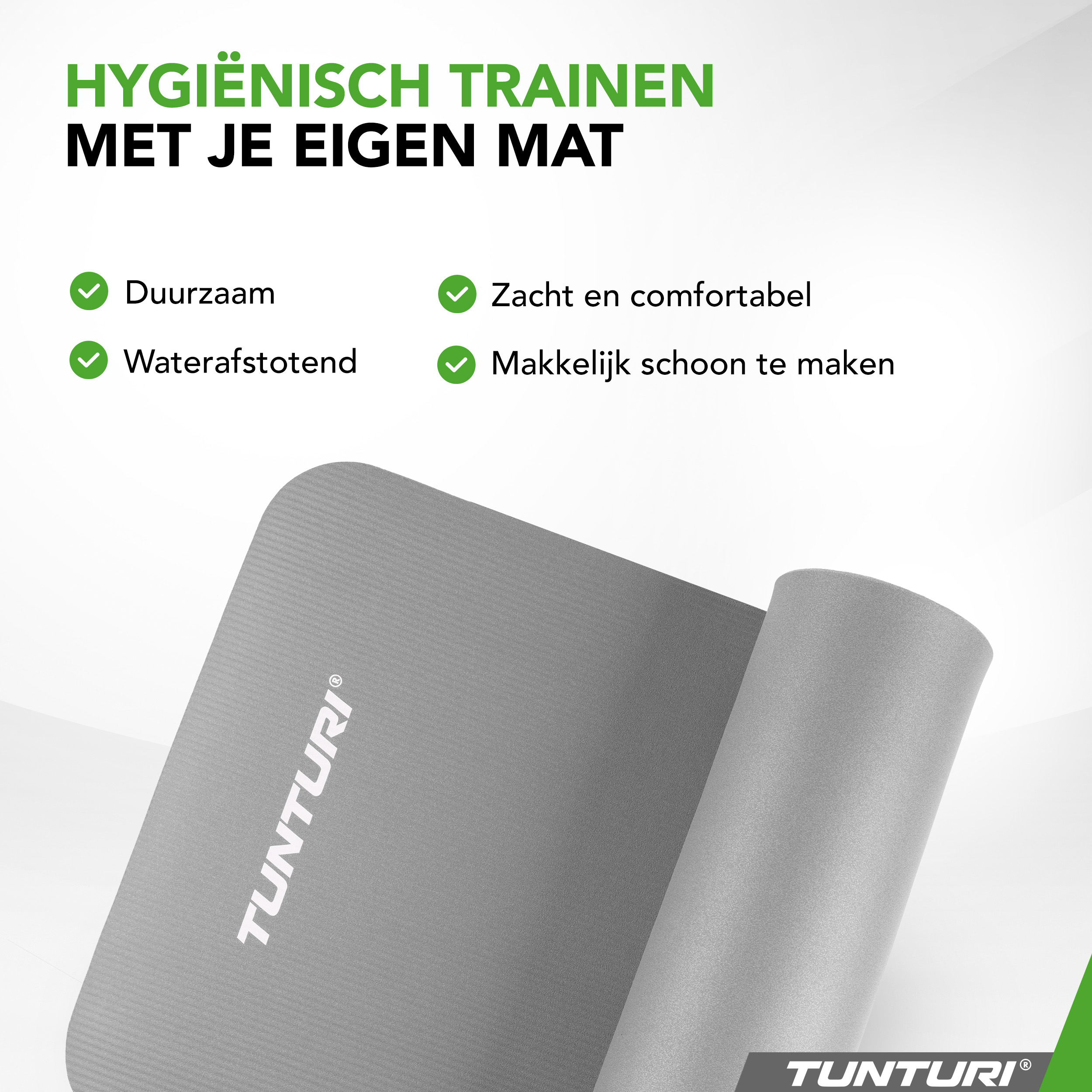 Tunturi Fitnessmatte - NBR 180x60x1.5cm - Grau Tunturi Fitnessmatte - NBR 180x60x1.5cm - Grau