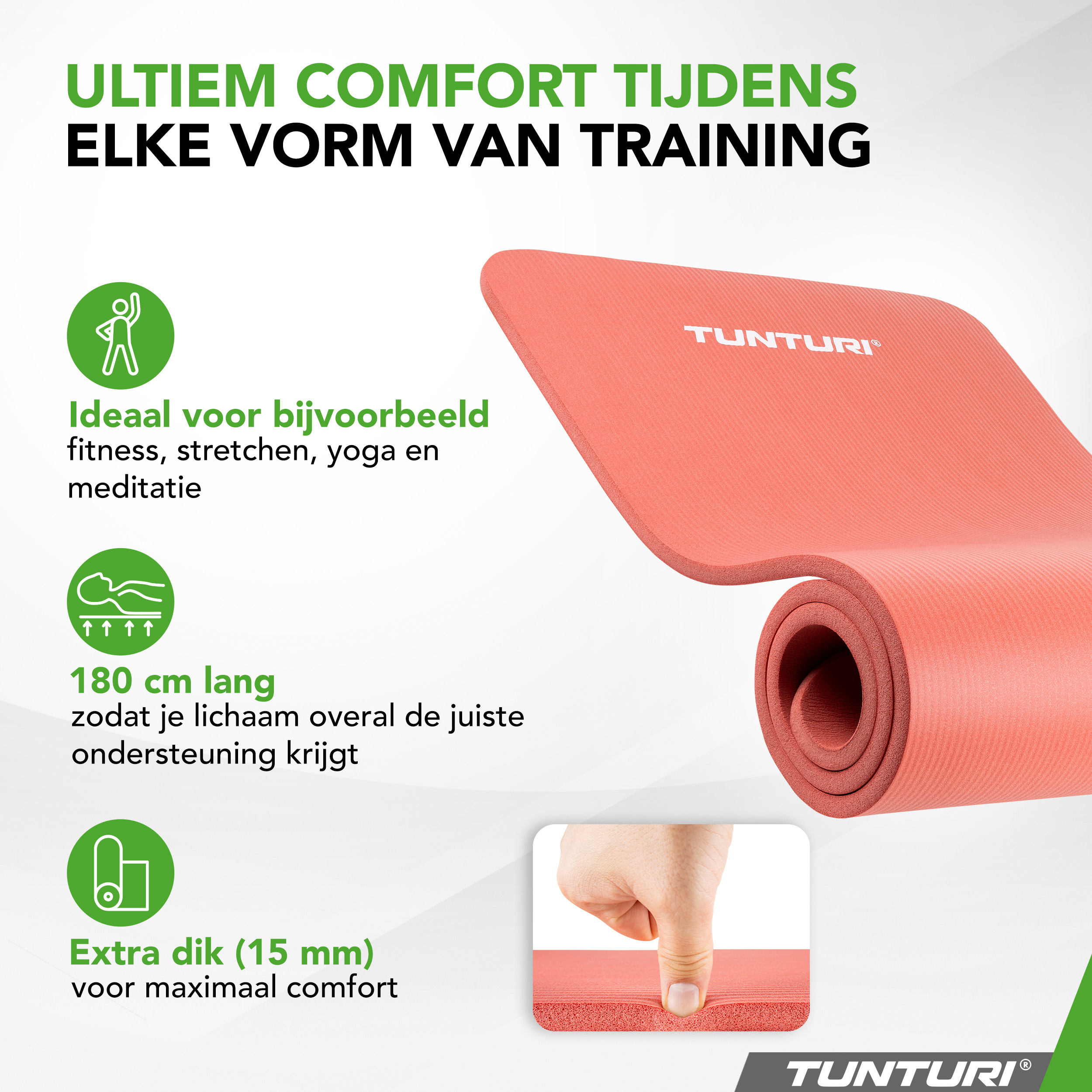 Tunturi Fitnessmatte - NBR 180x60x1.5cm - Rosa Tunturi Fitnessmatte - NBR 180x60x1.5cm - Rosa