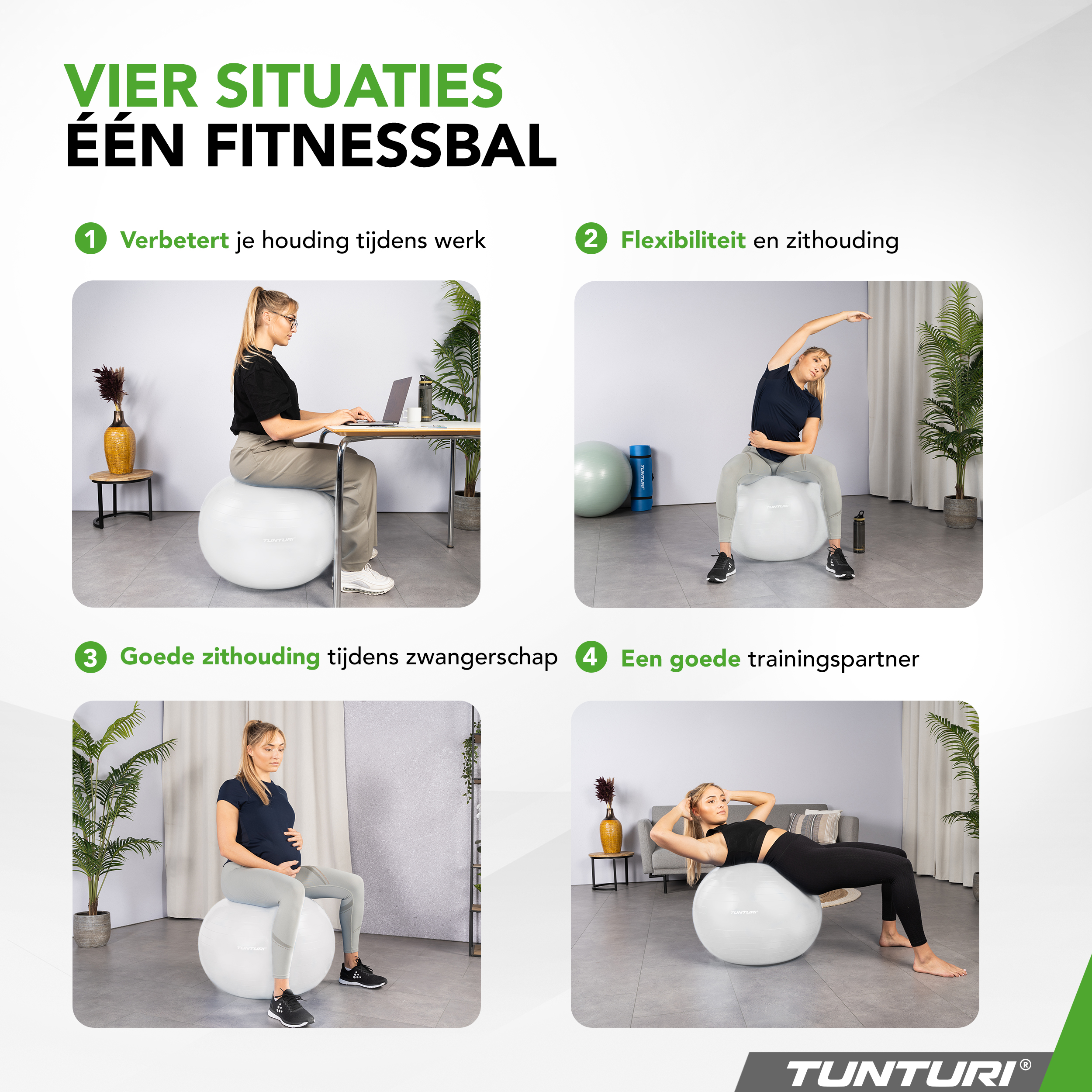 Tunturi Gymbal - Anti-Burst Fitnessball 75 cm - Weiß Tunturi Gymbal - Anti-Burst Fitnessball 75 cm - Weiß