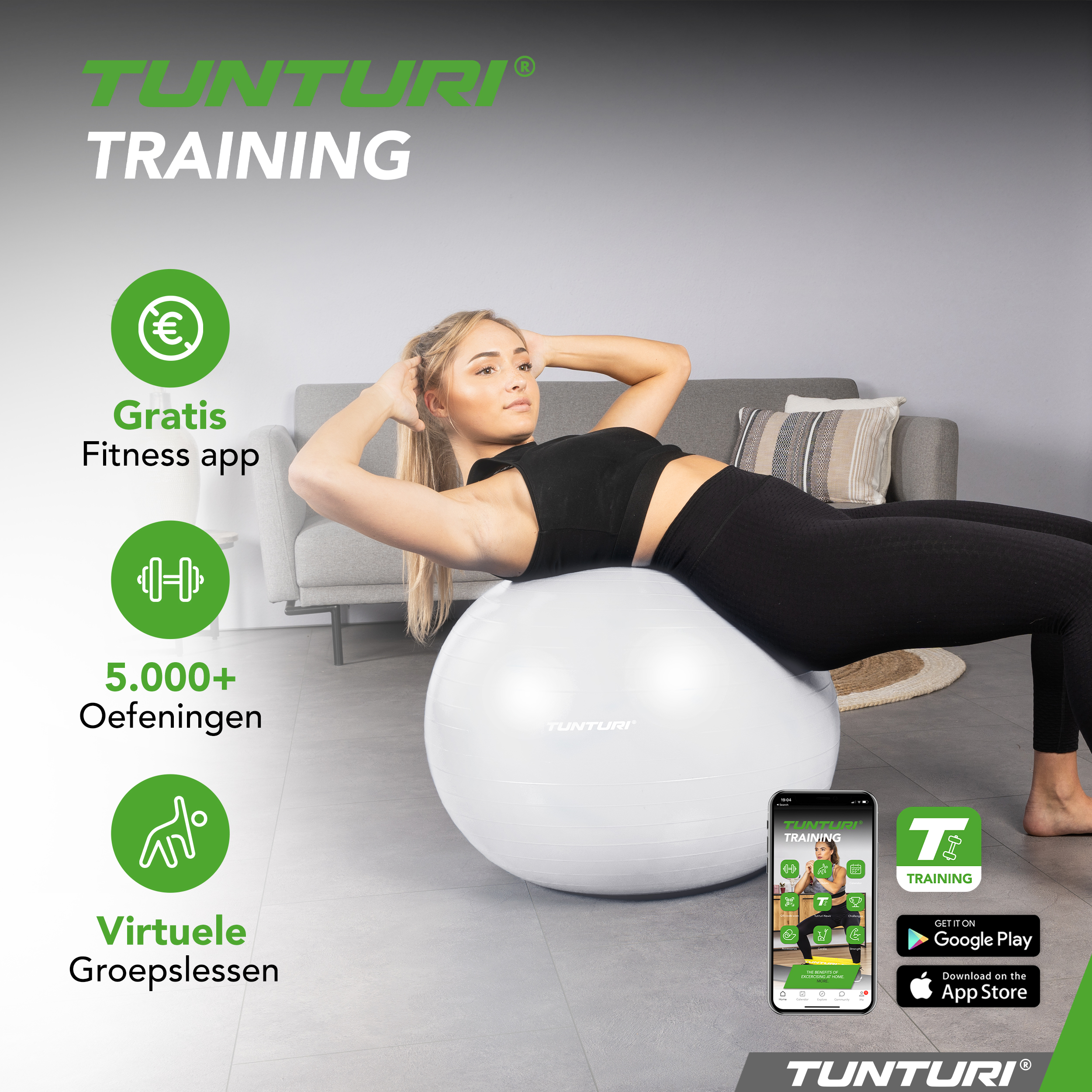 Tunturi Gymbal - Anti-Burst Fitnessball 75 cm - Weiß Tunturi Gymbal - Anti-Burst Fitnessball 75 cm - Weiß