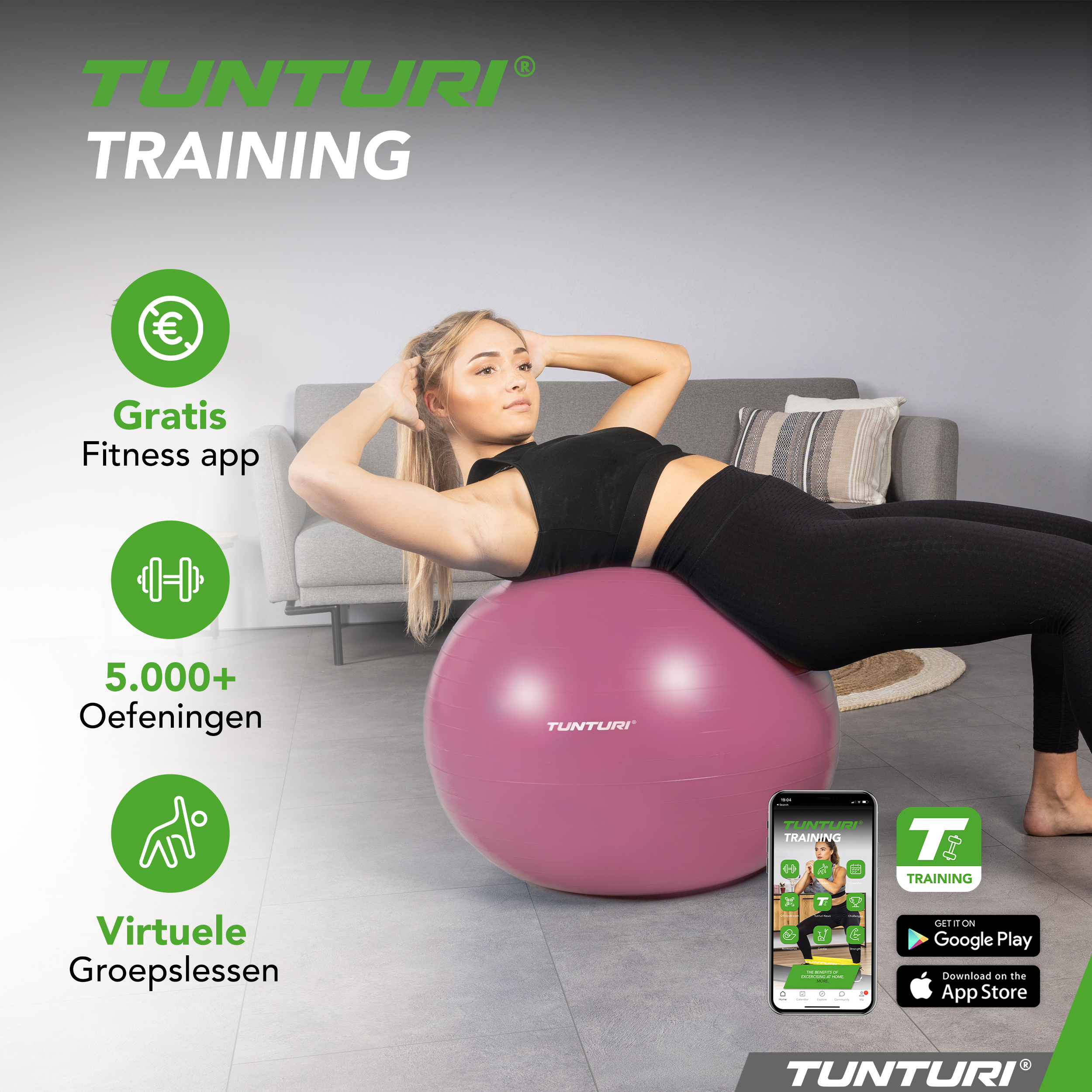Tunturi Gymbal - Anti-Burst Fitnessball 65 cm - Lila Tunturi Gymbal - Anti-Burst Fitnessball 65 cm - Lila