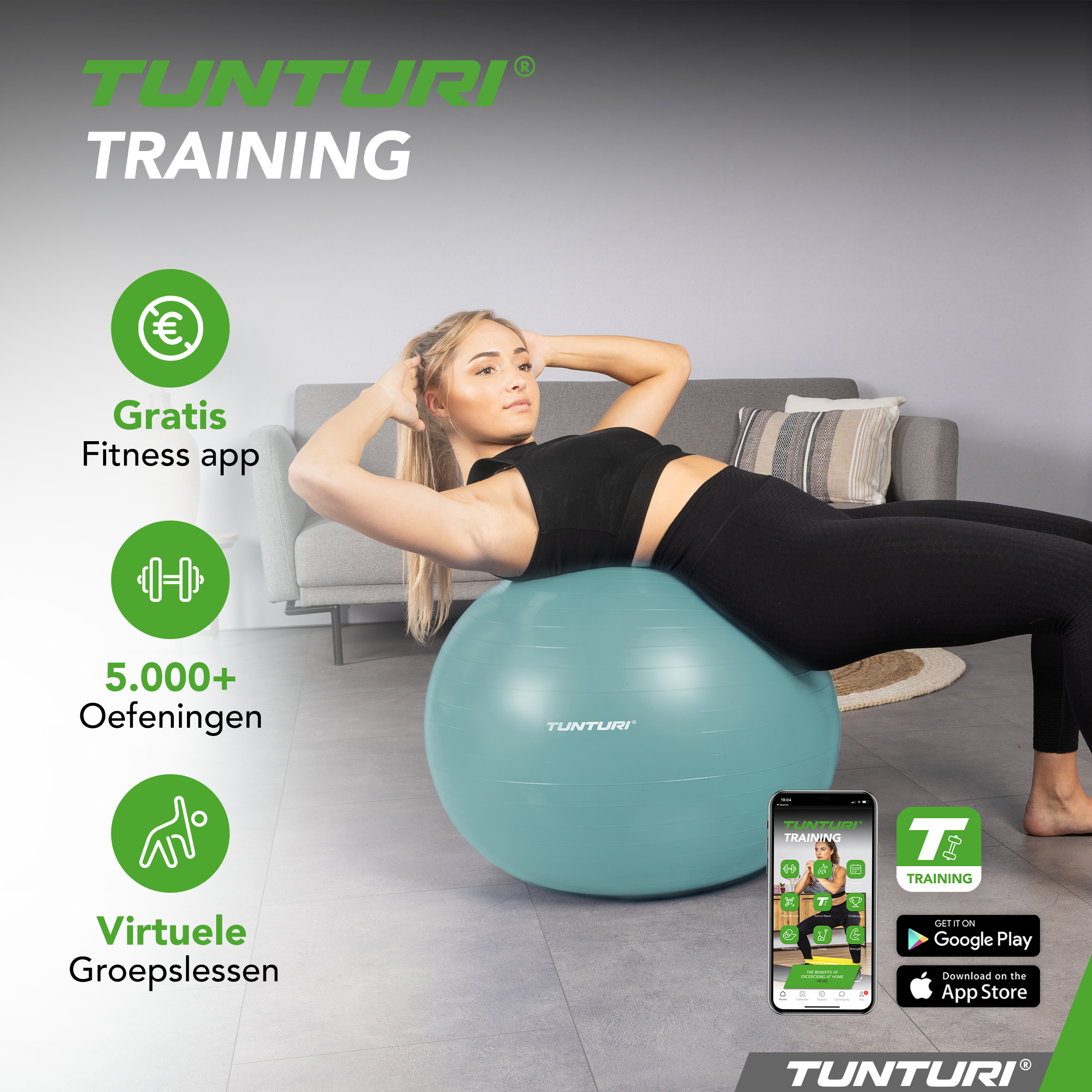 Tunturi Gymbal - Anti-Burst 75 cm - Grün Tunturi Gymbal - Anti-Burst 75 cm - Grün