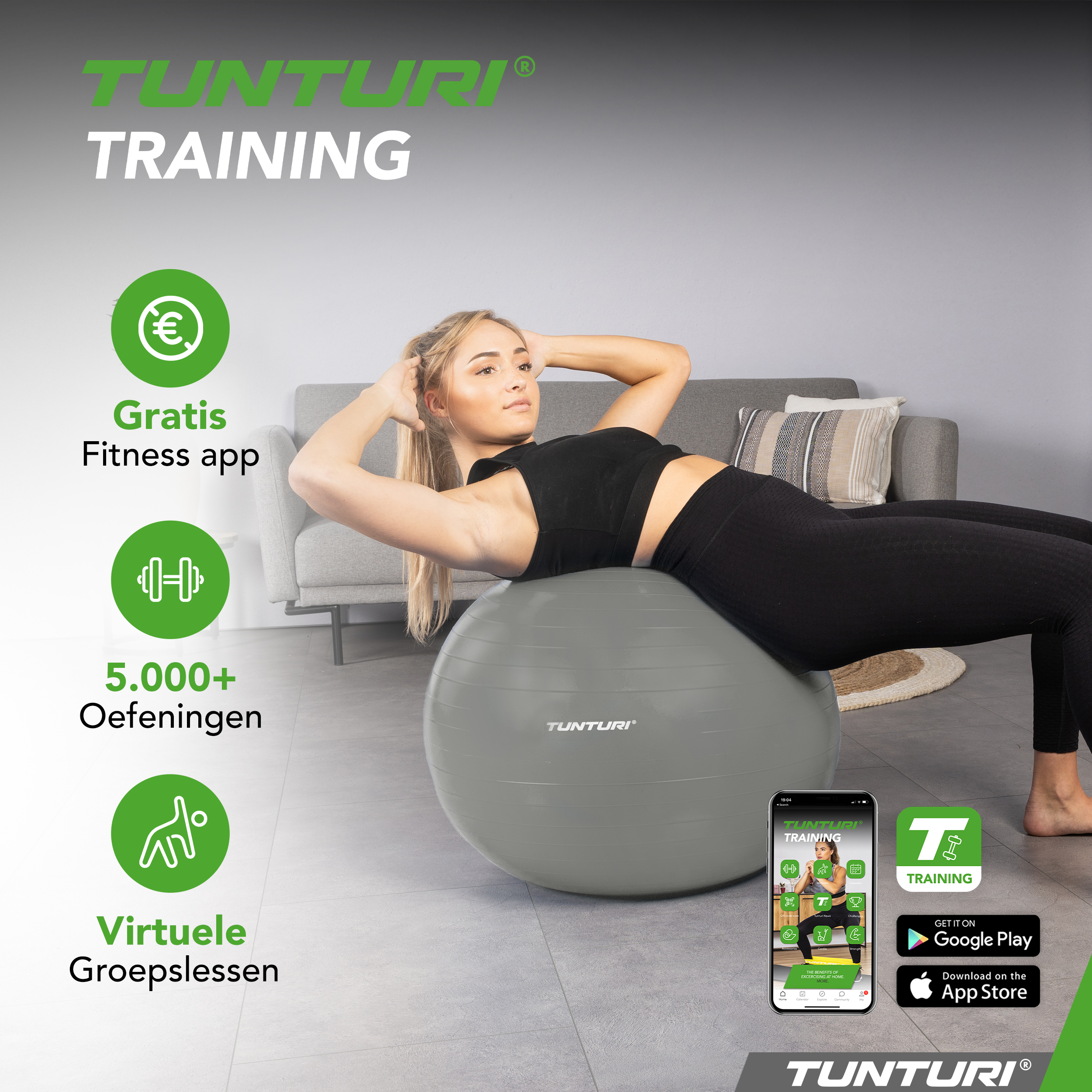 Tunturi - Gymnastikball 65 cm - Silber Tunturi - Gymnastikball 65 cm - Silber