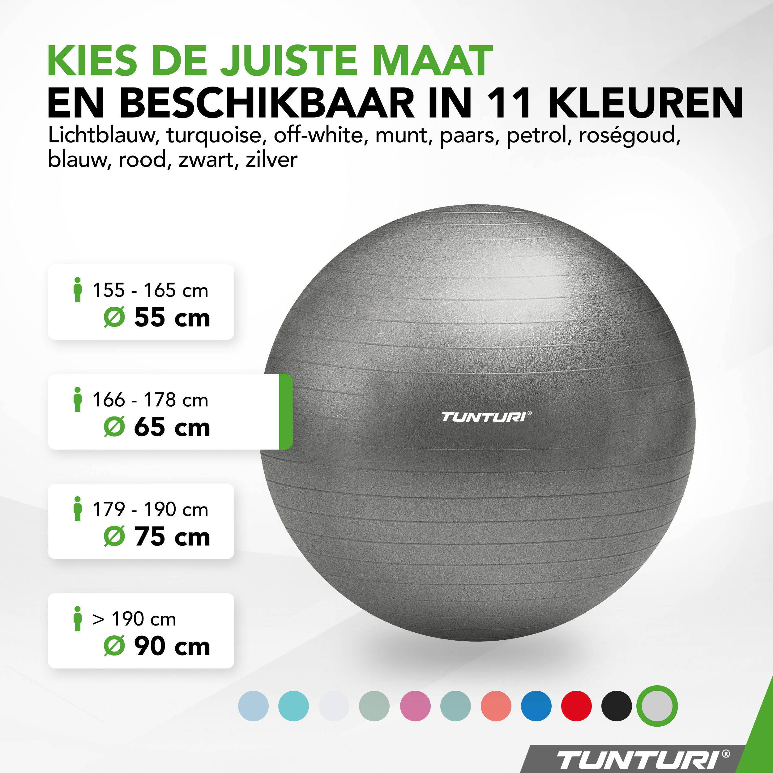 Tunturi - Gymnastikball 65 cm - Silber Tunturi - Gymnastikball 65 cm - Silber