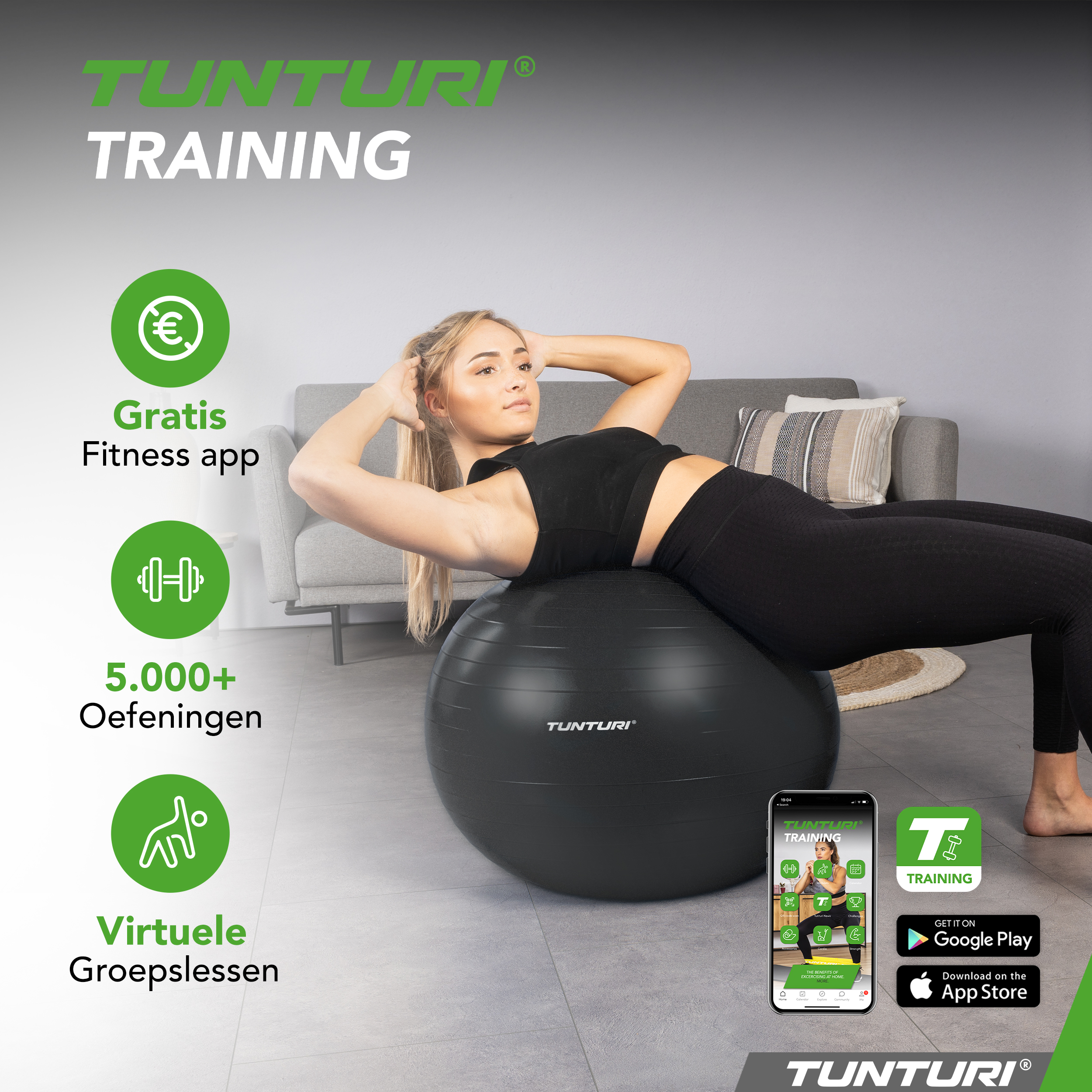 Tunturi - Gymnastikball 75 cm - Schwarz Tunturi - Gymnastikball 75 cm - Schwarz