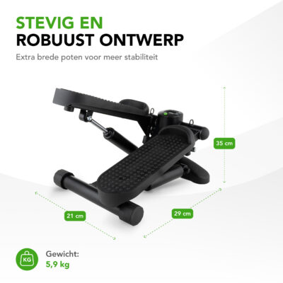 Tunturi Stepper - Stepper Fitness Trittleiter Aerobic Step Inkl. Display und Widerstandsbänder - Schwarz