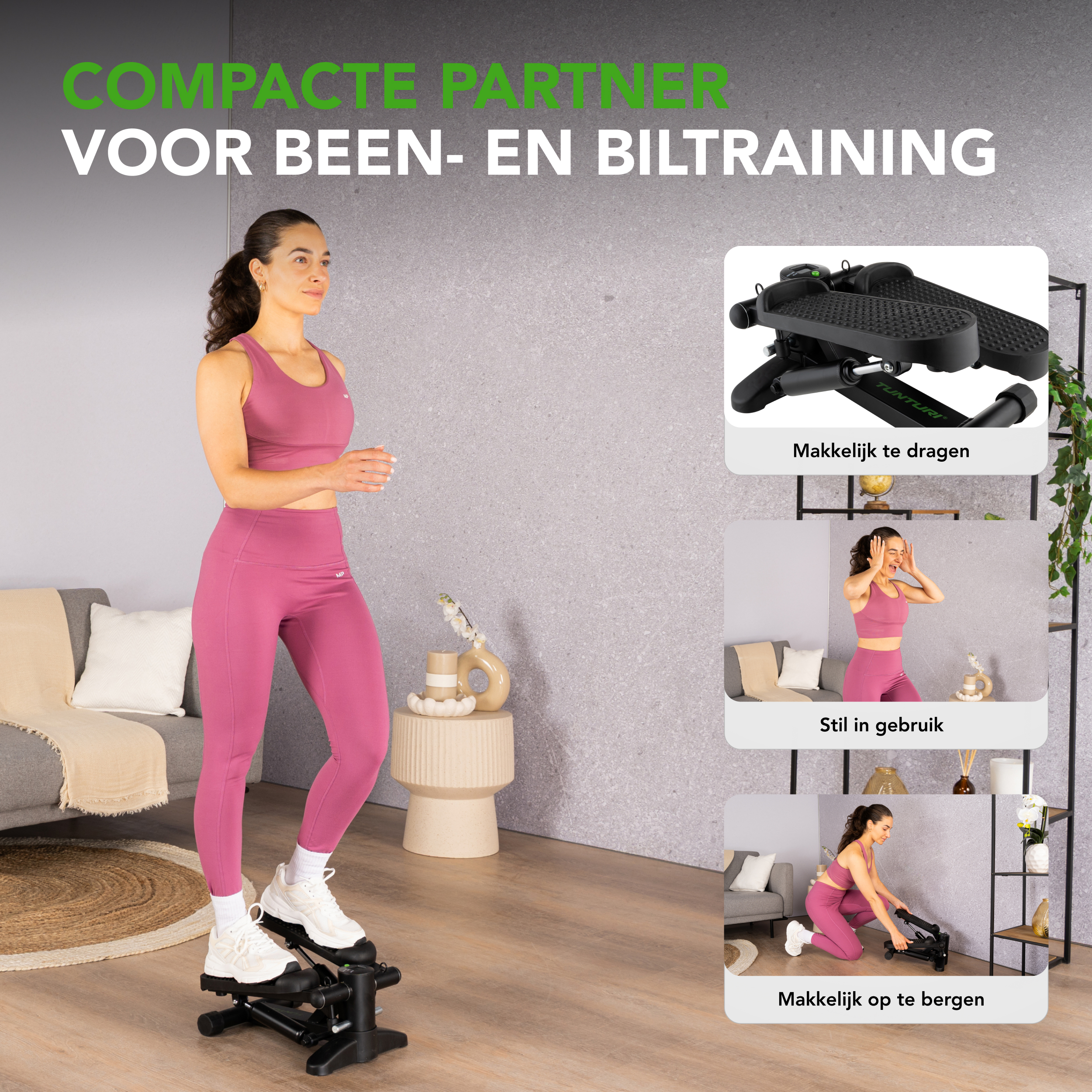 Tunturi Stepper - Stepper Fitness Trittleiter Aerobic Step Inkl. Display und Widerstandsbänder - Schwarz Tunturi Stepper - Stepper Fitness Trittleiter Aerobic Step Inkl. Display und Widerstandsbänder - Schwarz