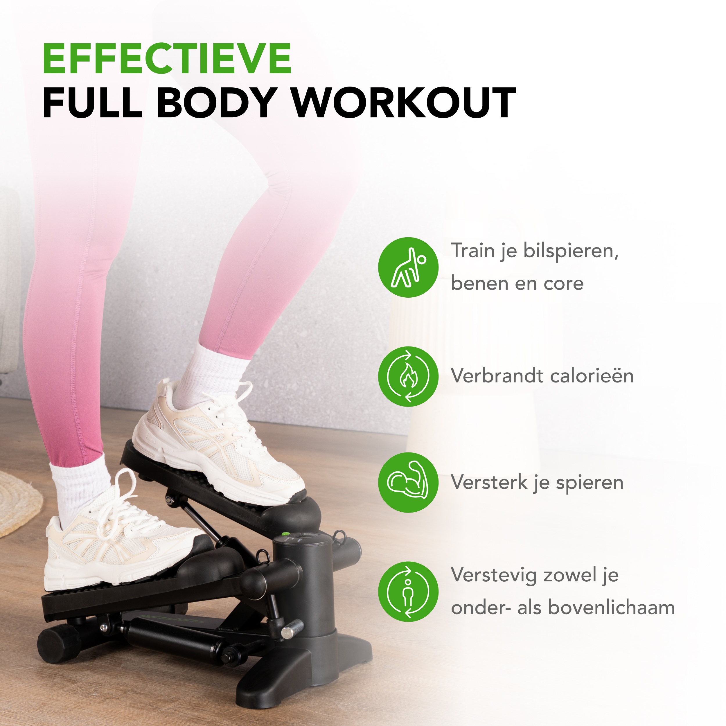 Tunturi Stepper - Stepper Fitness Trittleiter Aerobic Step Inkl. Display und Widerstandsbänder - Schwarz Tunturi Stepper - Stepper Fitness Trittleiter Aerobic Step Inkl. Display und Widerstandsbänder - Schwarz