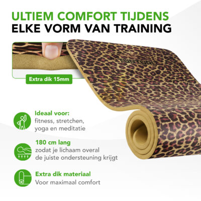 Tunturi Fitnessmatte - NBR Leopard Print 180x60x1.5cm - Print Tunturi Fitnessmatte - NBR Leopard Print 180x60x1.5cm - Print