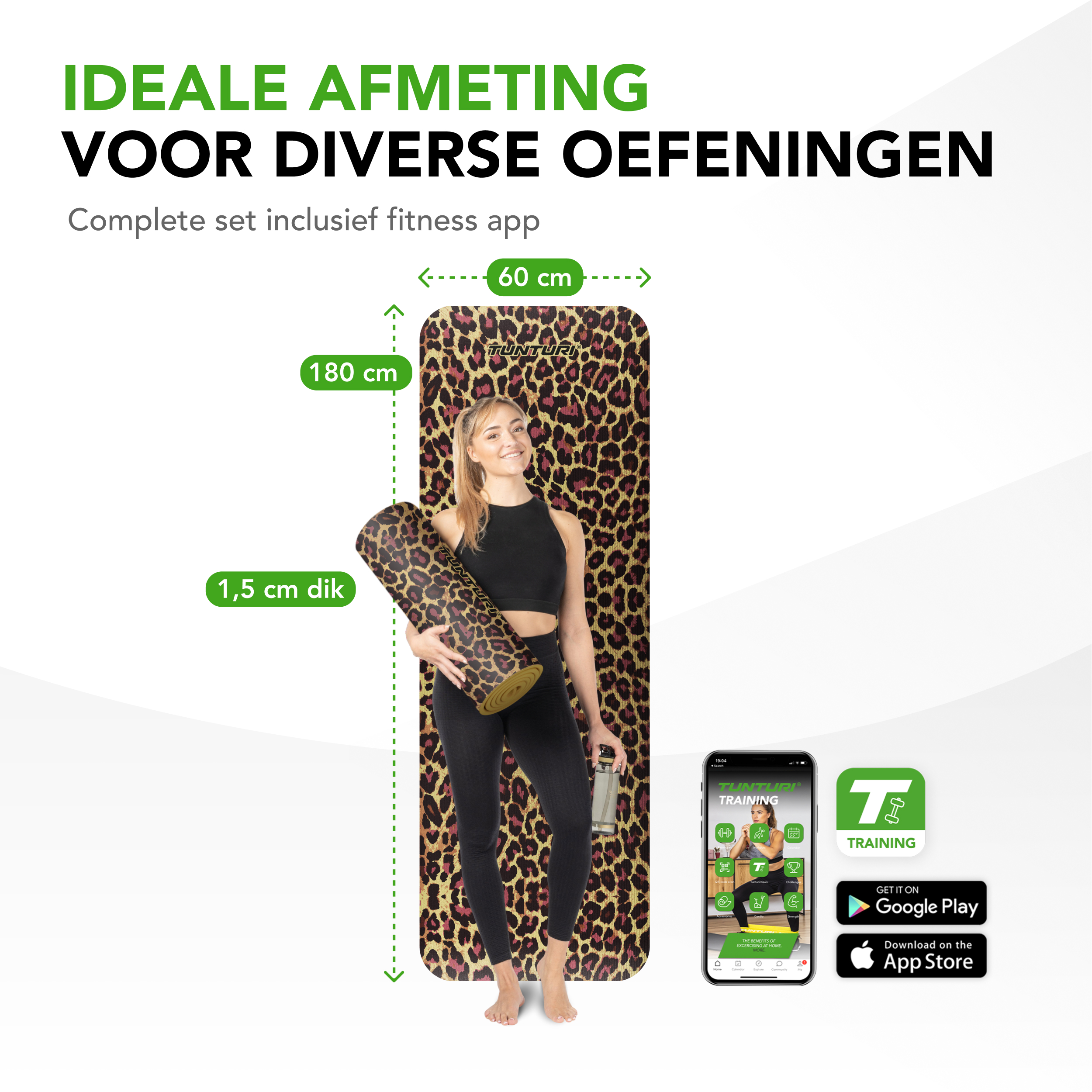 Tunturi Fitnessmatte - NBR Leopard Print 180x60x1.5cm - Print Tunturi Fitnessmatte - NBR Leopard Print 180x60x1.5cm - Print