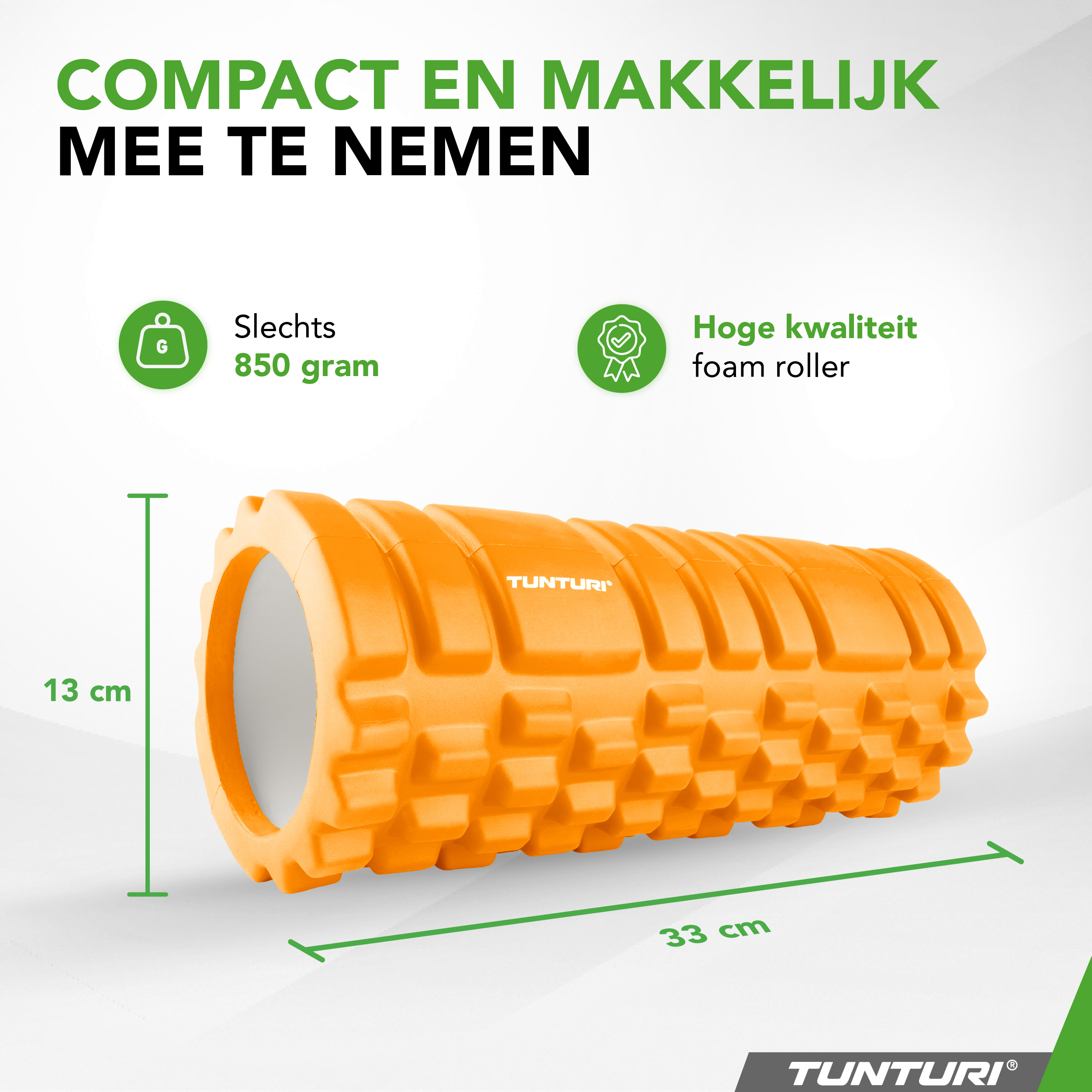 Tunturi Foam Roller - Yoga Grid Massage Roller 33 cm - Orange Tunturi Foam Roller - Yoga Grid Massage Roller 33 cm - Orange