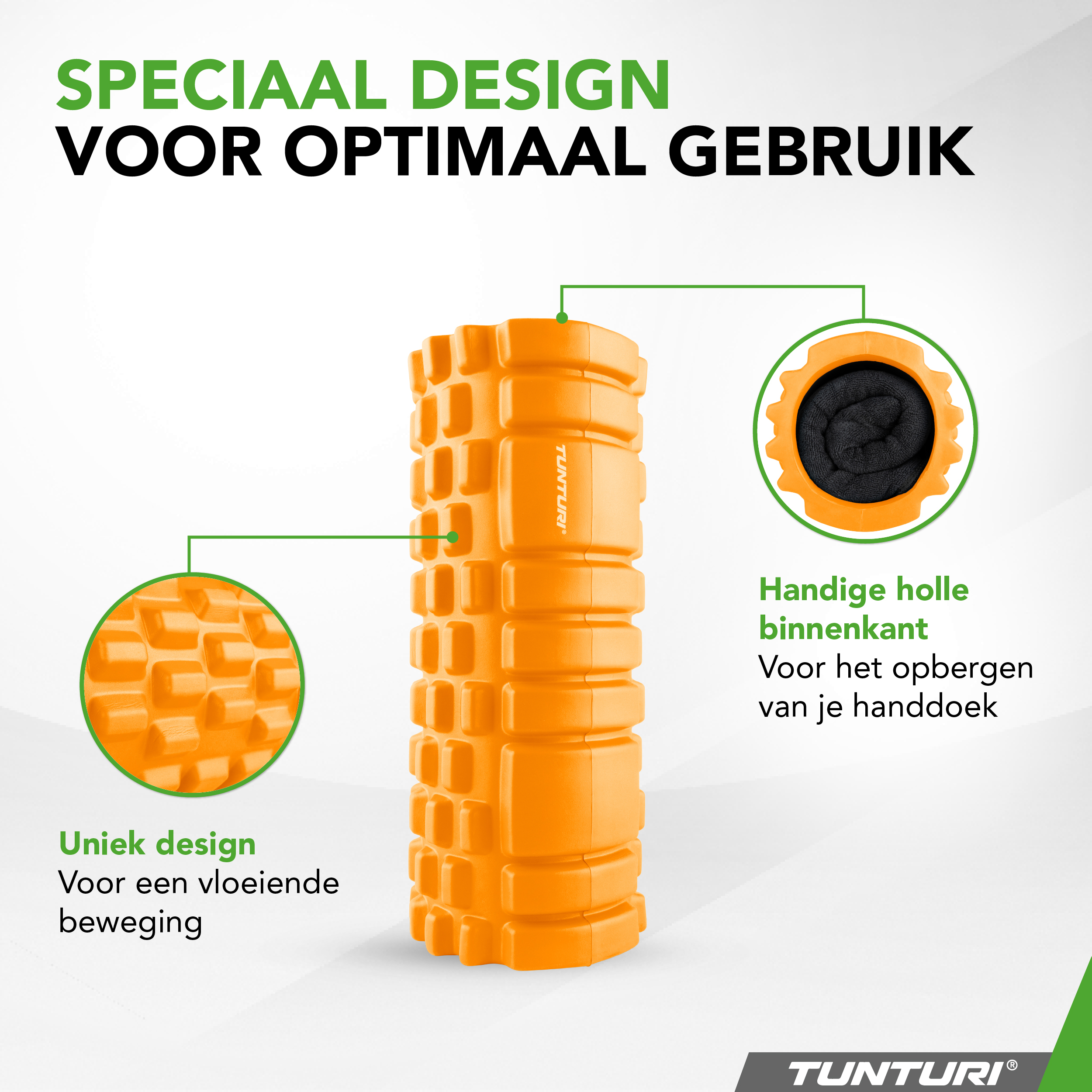 Tunturi Foam Roller - Yoga Grid Massage Roller 33 cm - Orange Tunturi Foam Roller - Yoga Grid Massage Roller 33 cm - Orange
